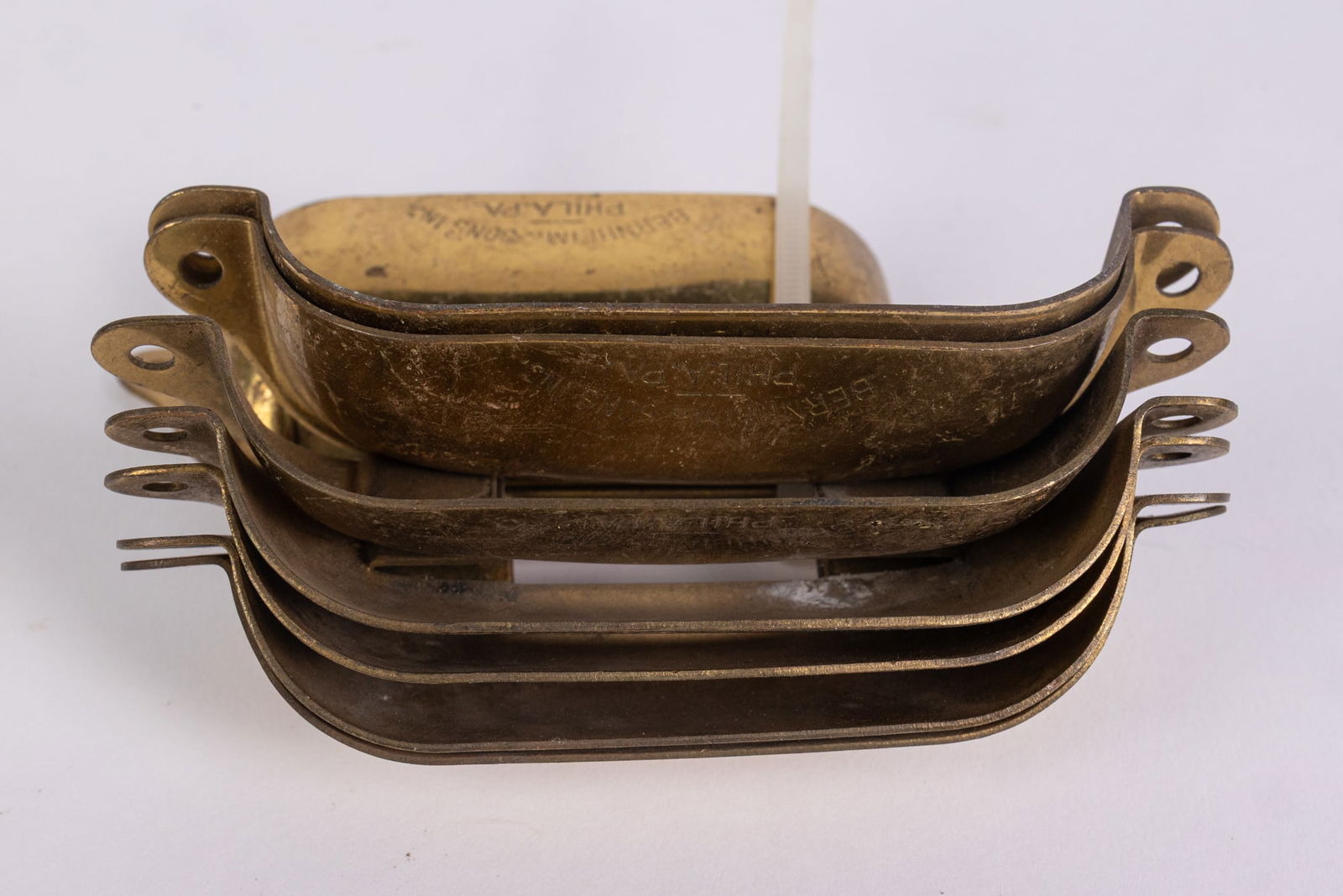 Bernheim & Sons Inc. Phila. PA. Set of Eight Brass Drawer Pulls - 2