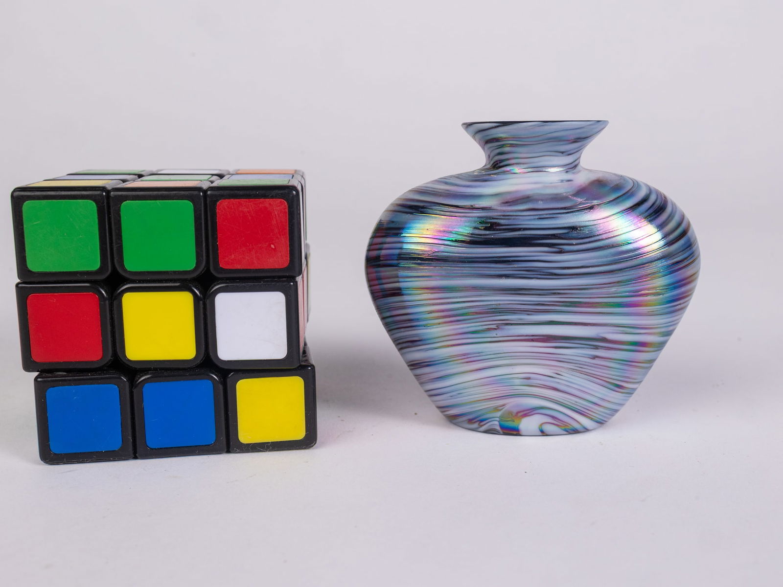 Small Iridescent Blown Art Glass Vase - 2