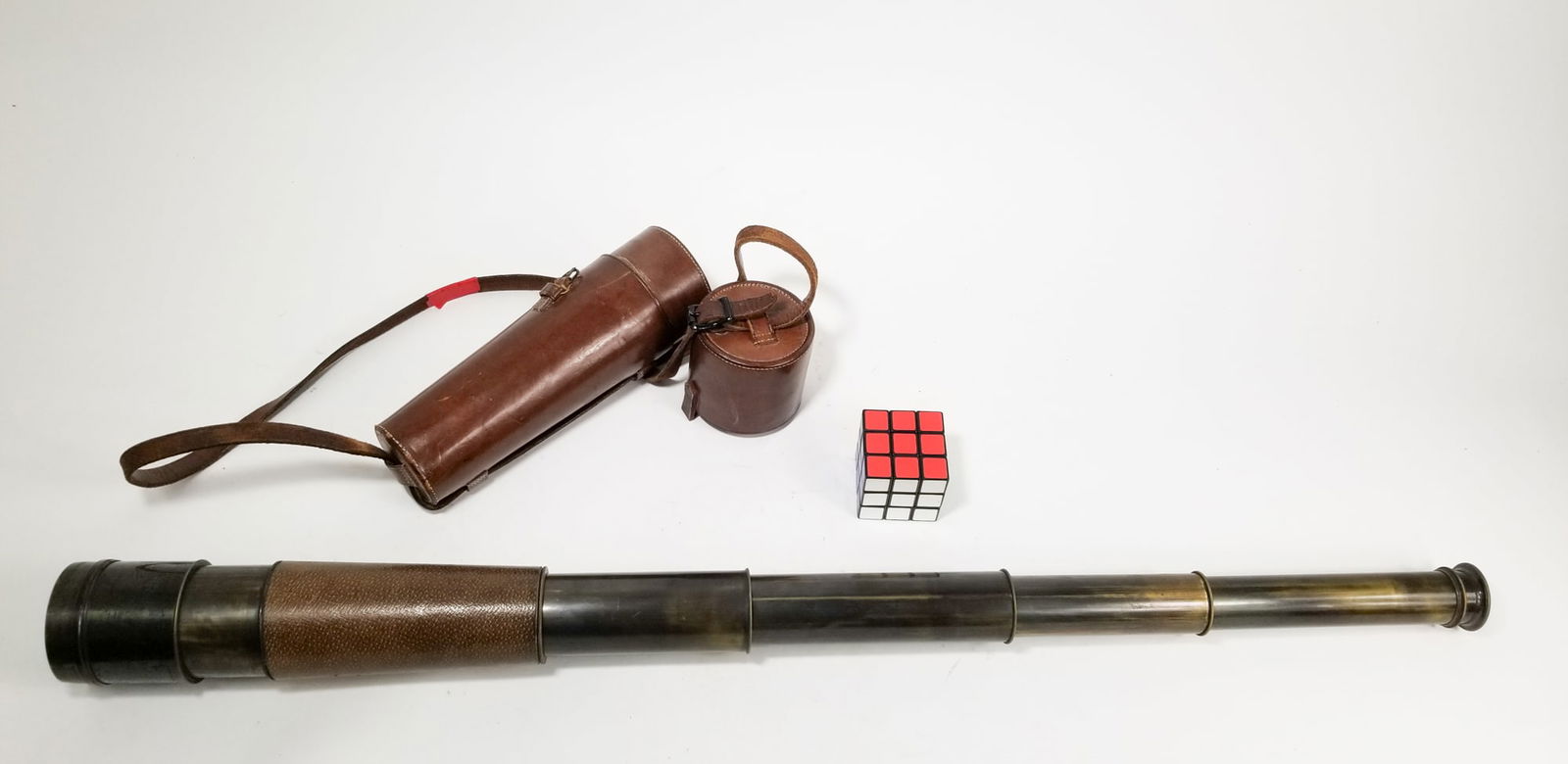 Large Vintage Spyglass in Leather Case - 2