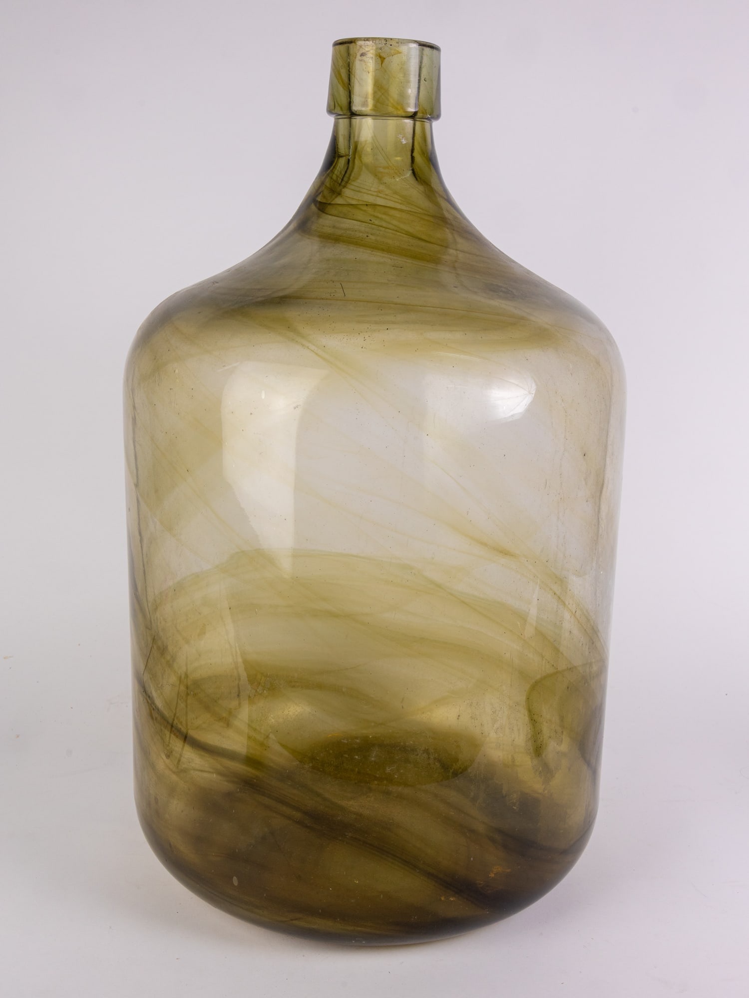 Large Olive Green Farmhouse Chic Carboy Glass Vessel - 7