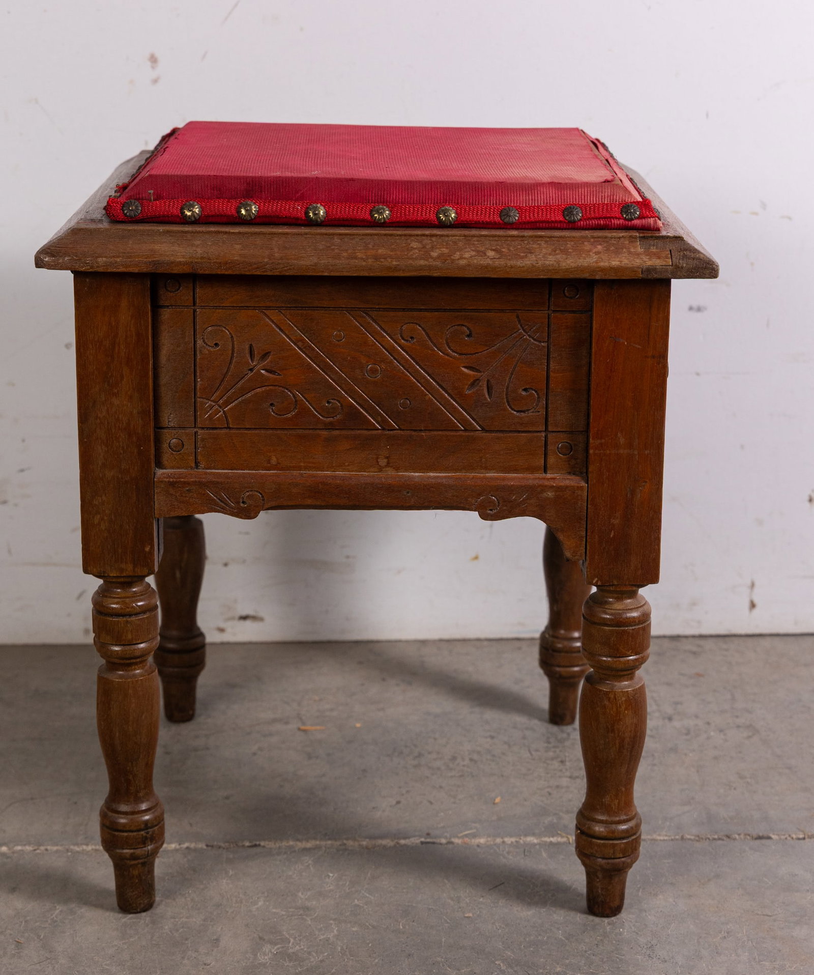 Antique Victorian Upholstered Stool - 5