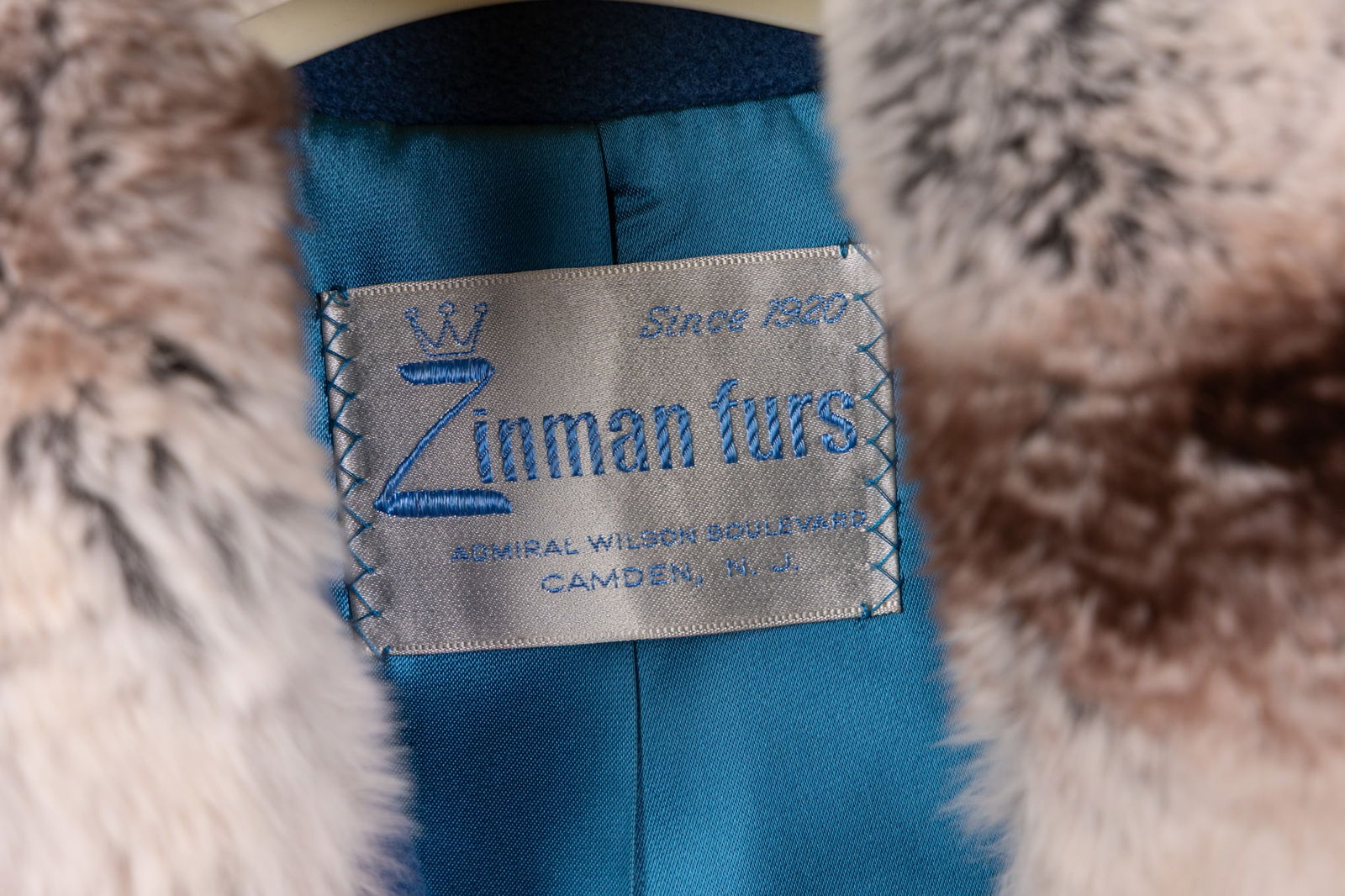 Zinman Furs Vintage Fur Trimmed Cerulean Blue Coat - 2