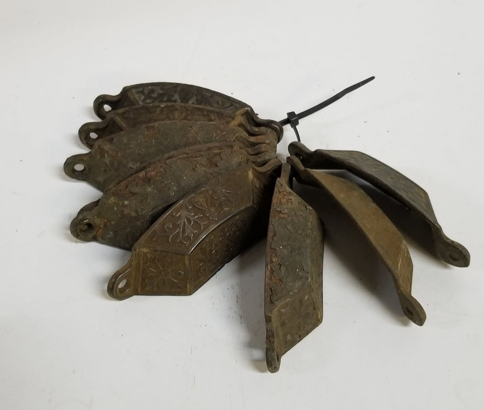 Set of Nine Cast Iron Victorian Drawer Pulls (1 of 3)