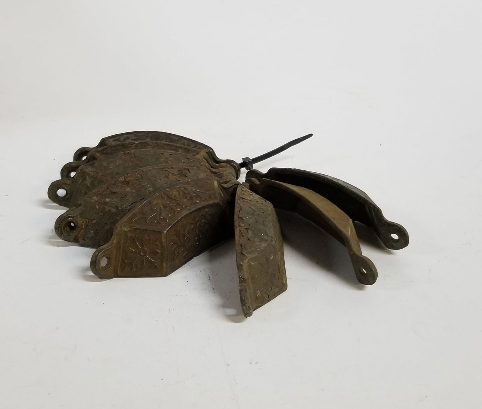 Set of Nine Cast Iron Victorian Drawer Pulls - 2