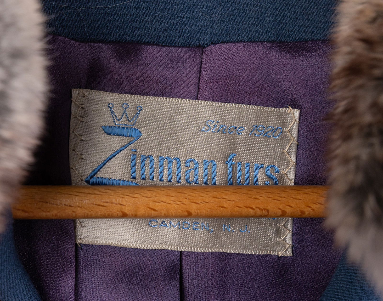 Zinman Furs Vintage Fur Trimmed Azure Blue Coat - 2