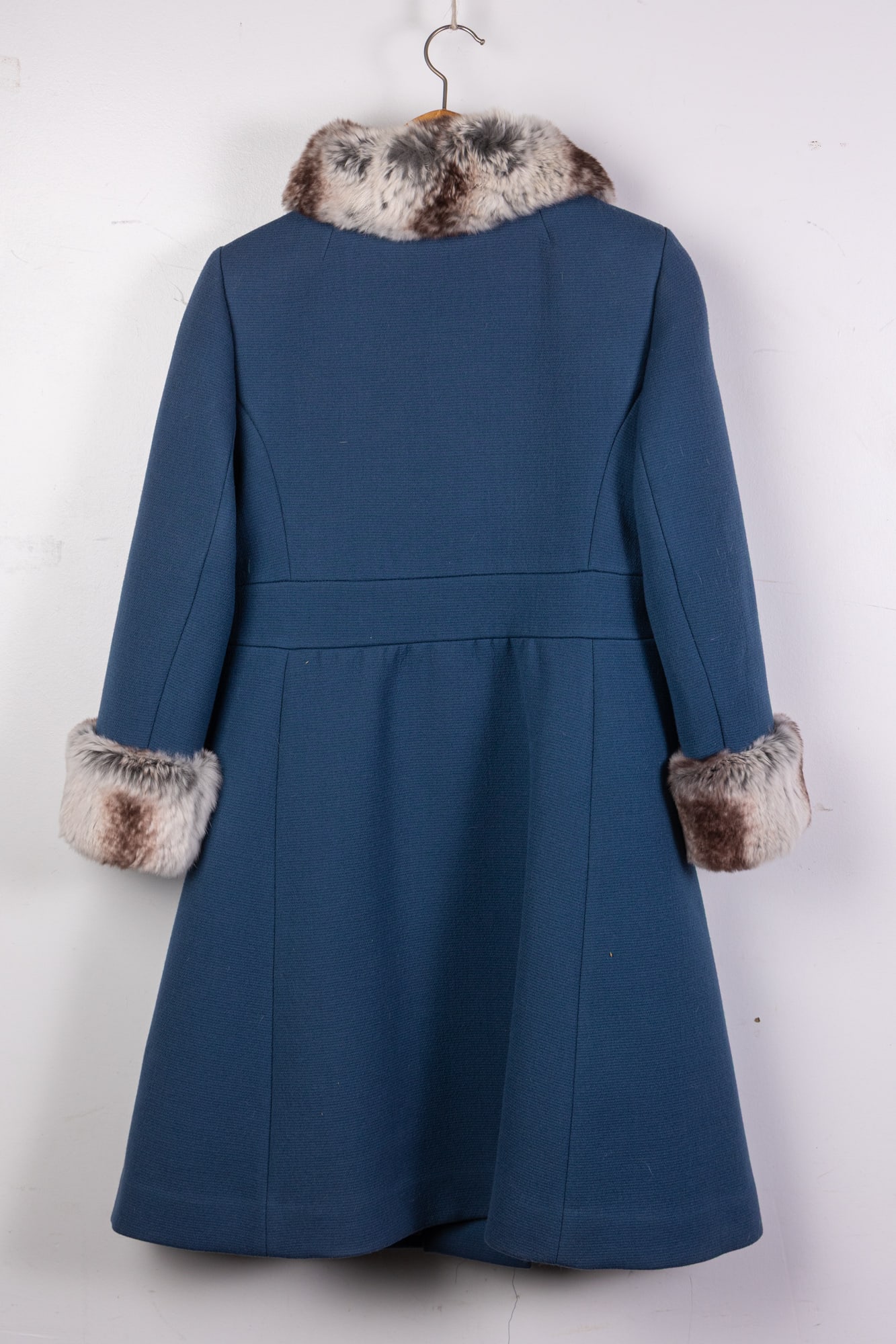 Zinman Furs Vintage Fur Trimmed Azure Blue Coat - 3