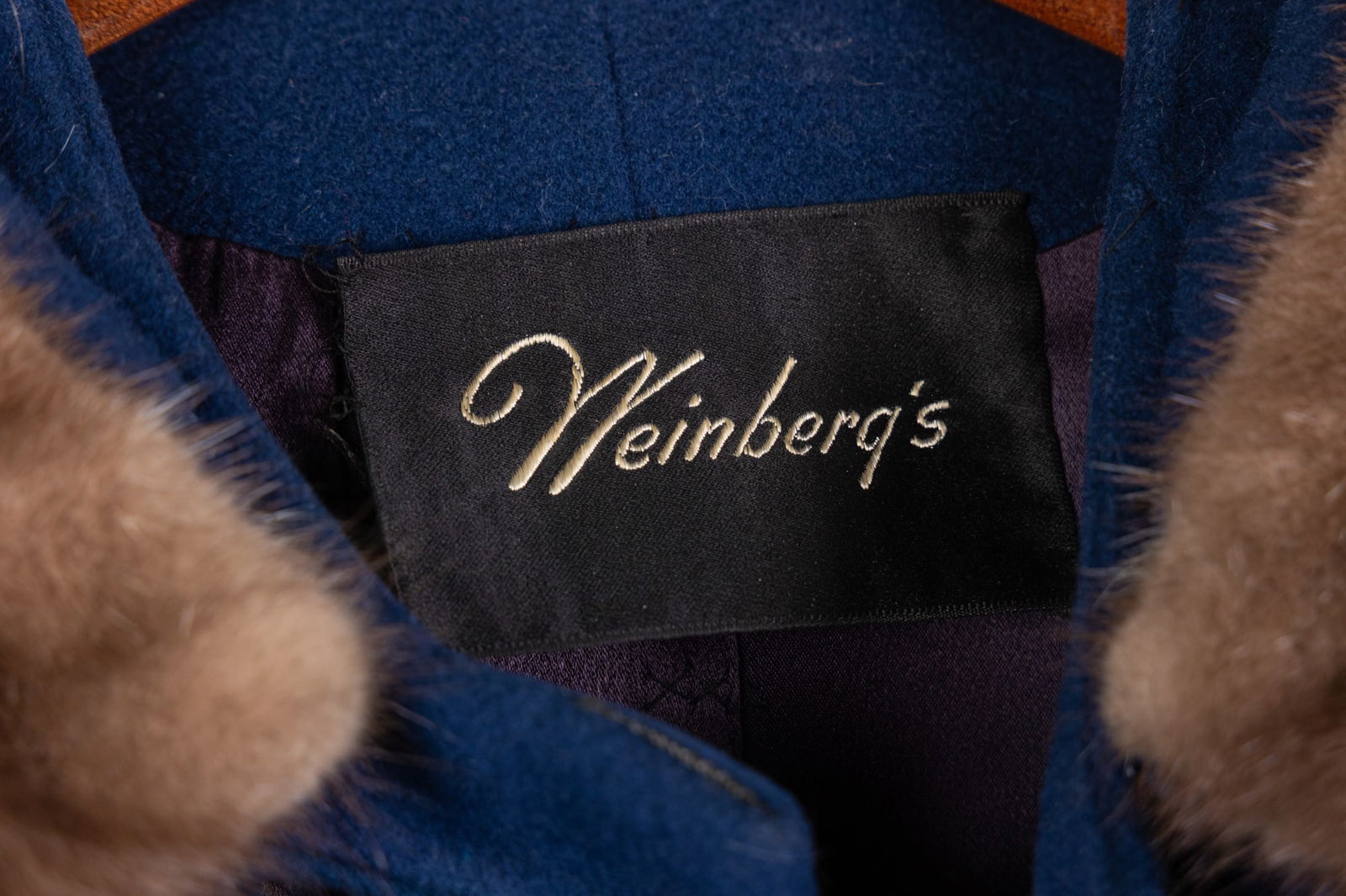 Weinberg Vintage Royal Blue Fur Trimmed Coat - 2