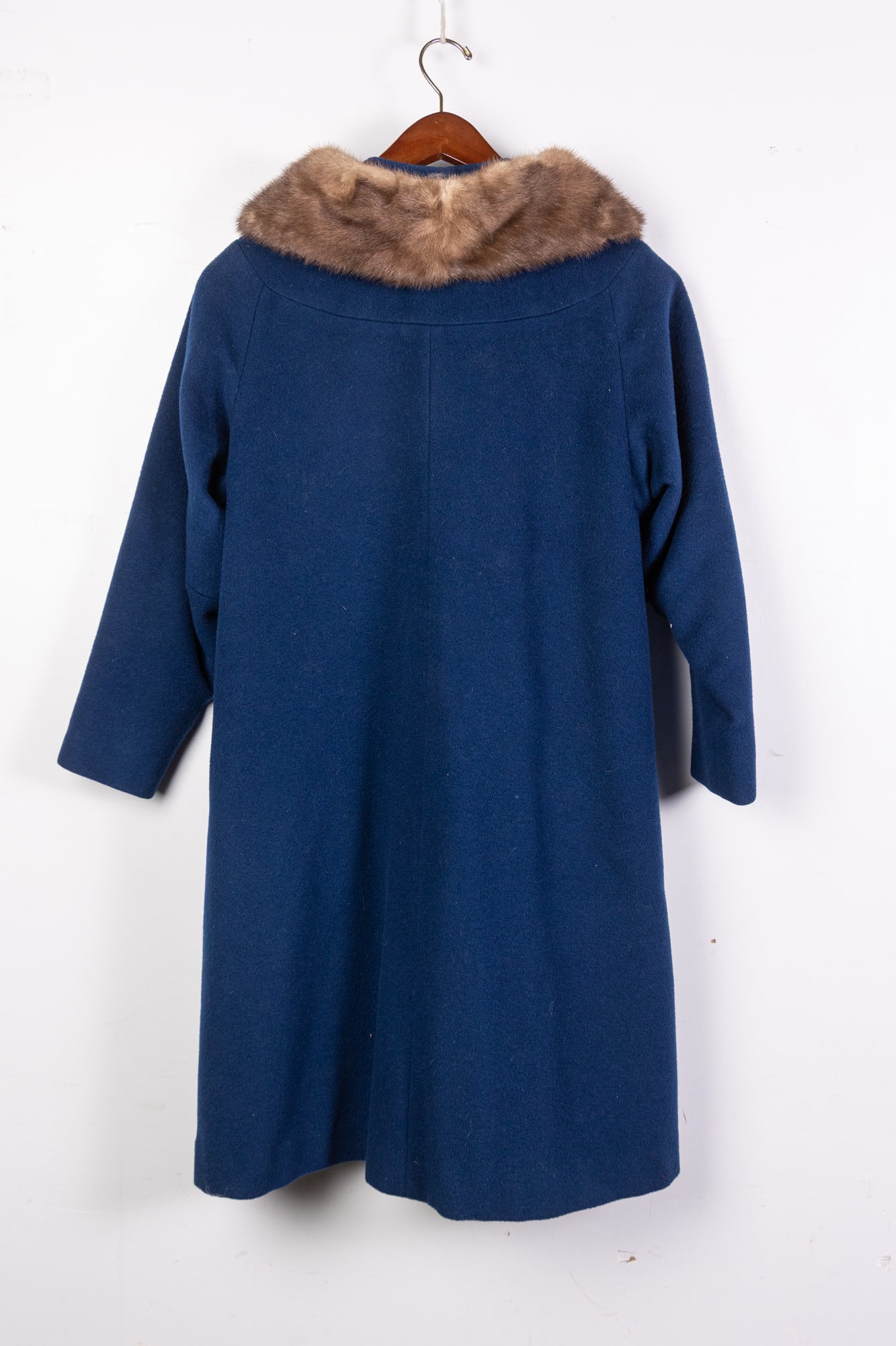 Weinberg Vintage Royal Blue Fur Trimmed Coat - 3