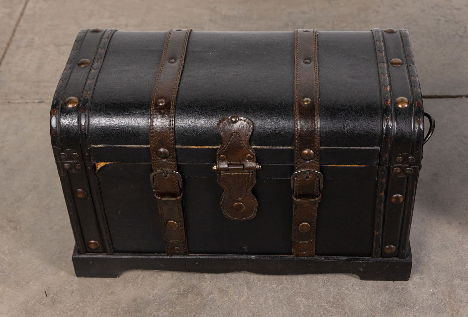 Pair of Leather Wrapped Decorative Wood Trunks - 2