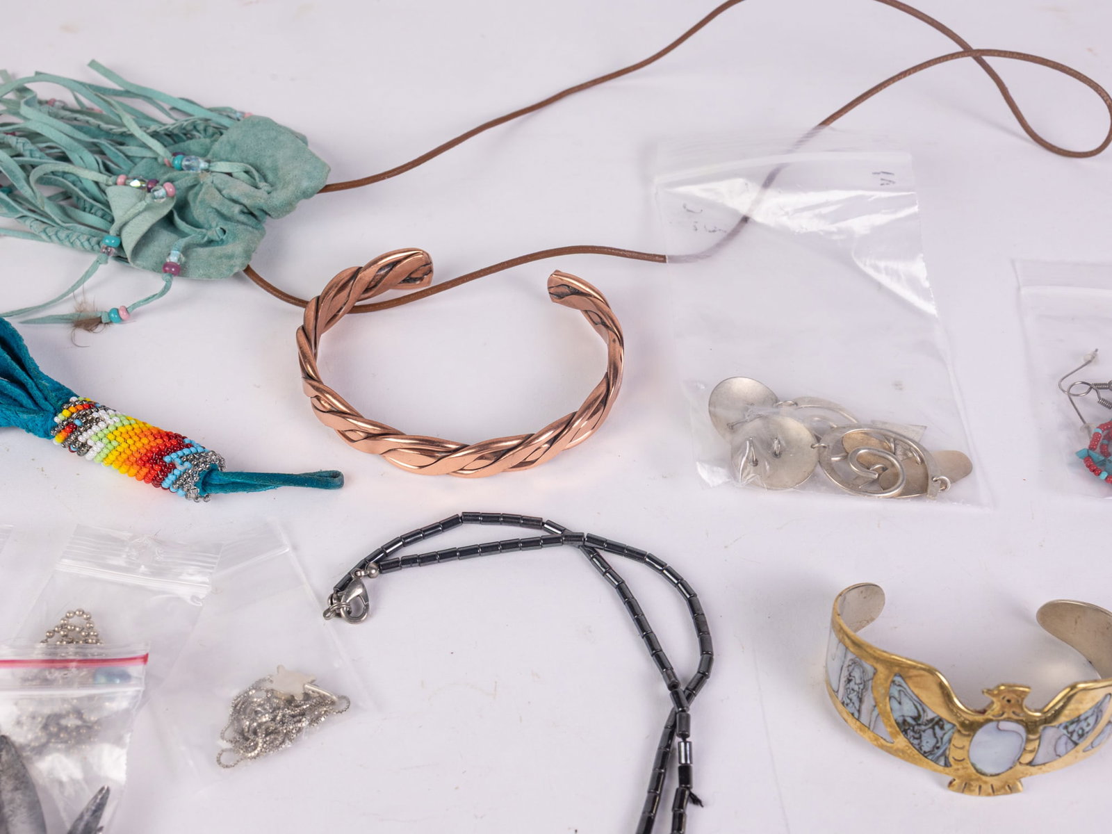 Silver, Copper, and Assorted Beaded Native American Jewelry - 5