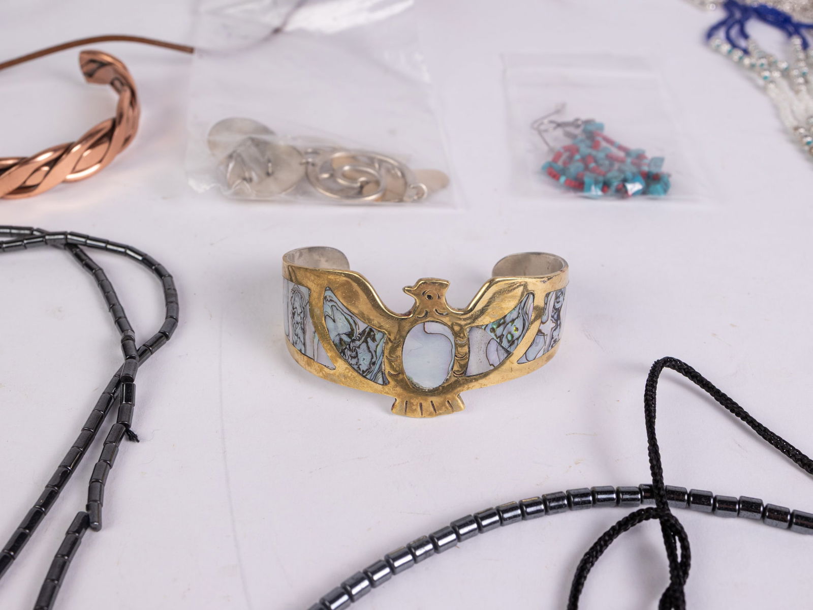 Silver, Copper, and Assorted Beaded Native American Jewelry - 7