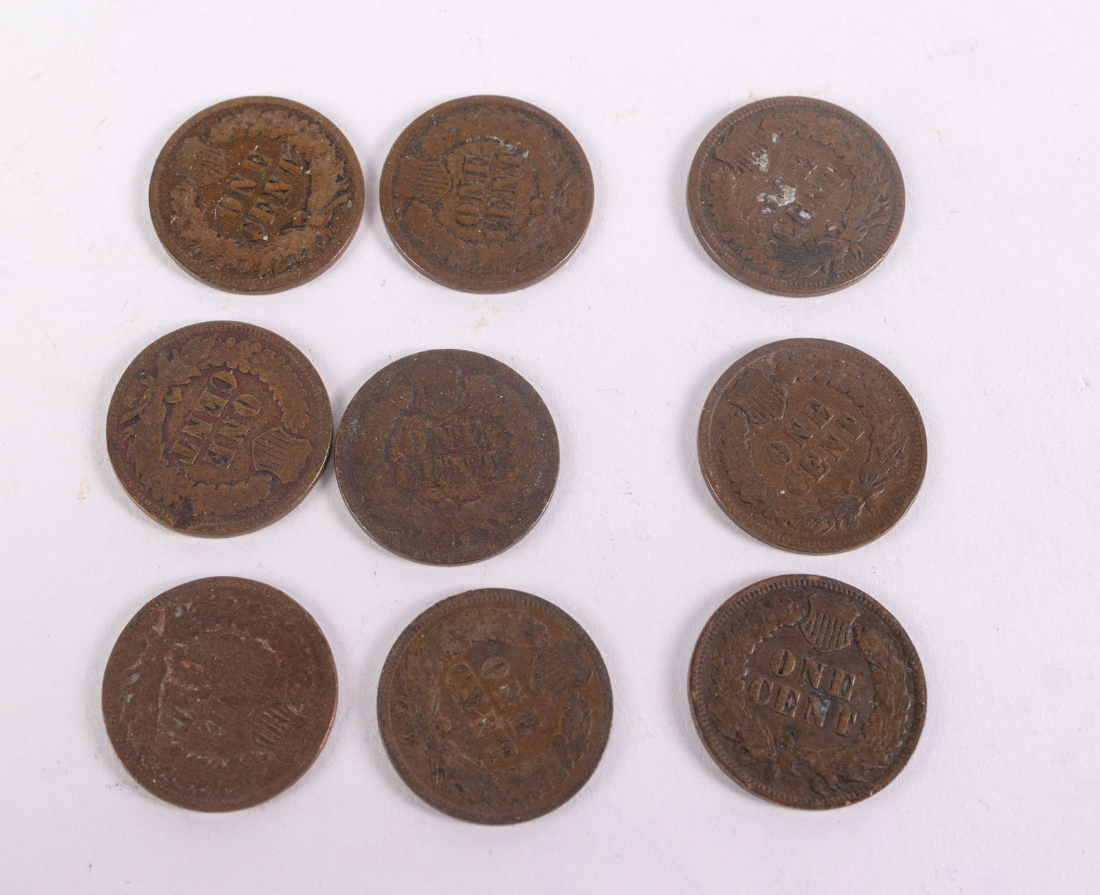 Nine Indian Head Cents - 2