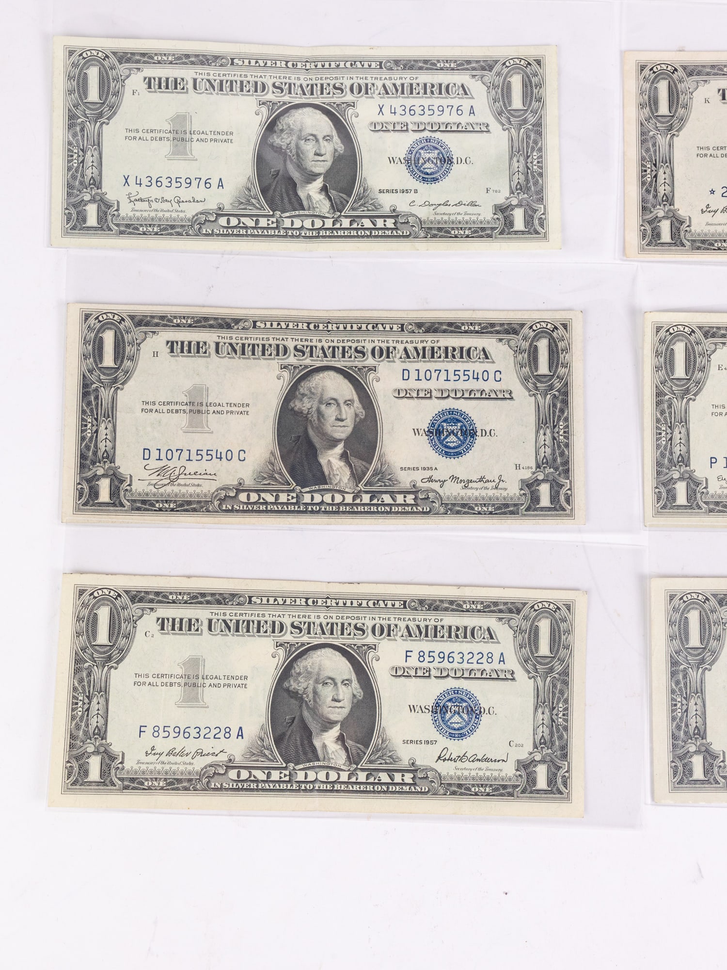 Seven One Dollar Silver Certificates - 2