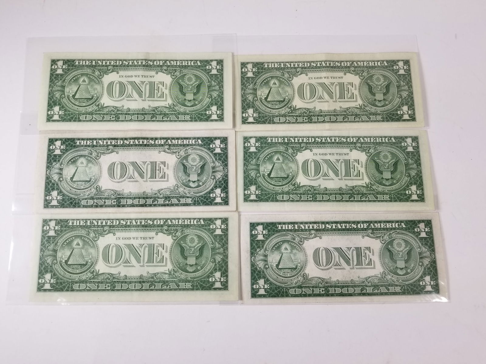 Six One Dollar Silver Certificates - 2
