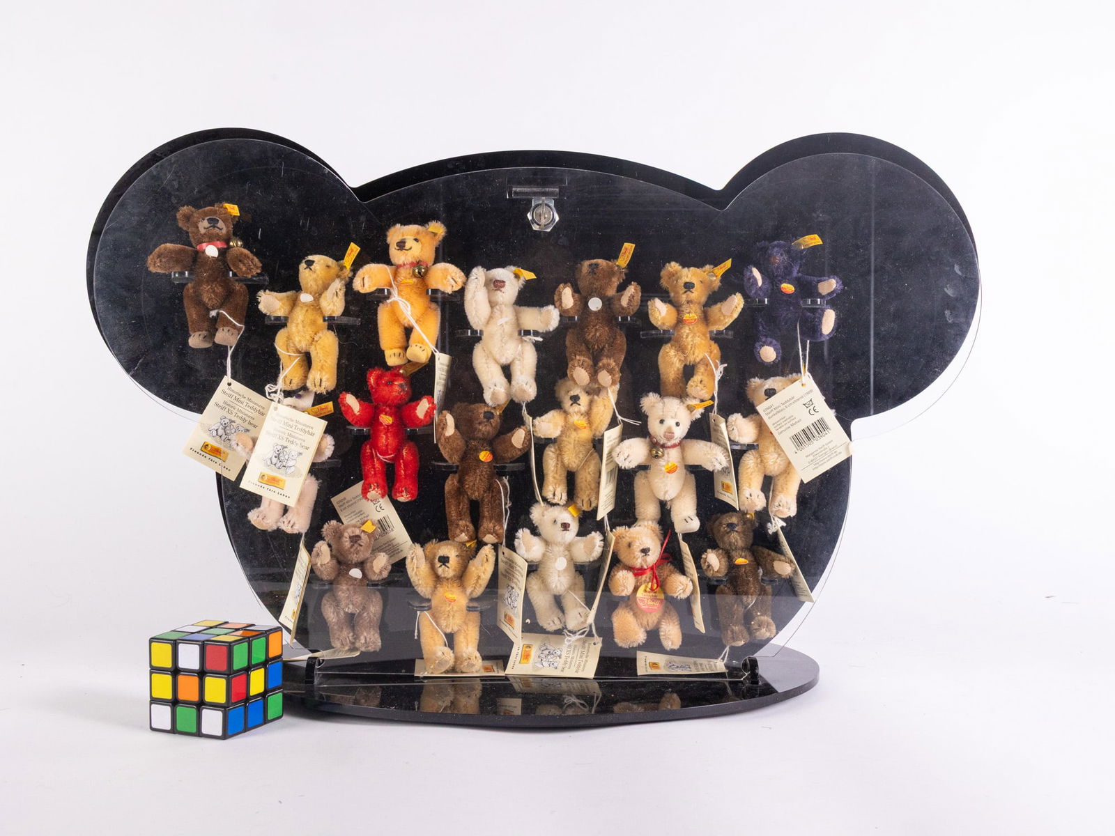 Steiff Acrylic Bear Shaped Display with 18 Miniature XS Teddy Bears - 2