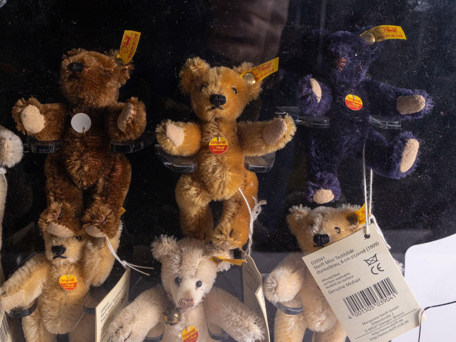 Steiff Acrylic Bear Shaped Display with 18 Miniature XS Teddy Bears - 5