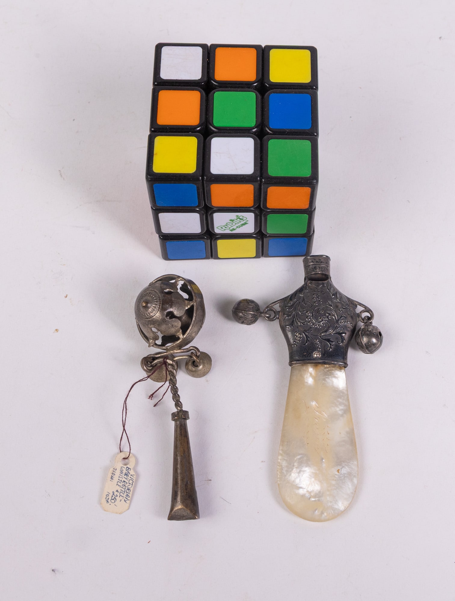 Antique Early Pair of Victorian Baby Rattle Whistles - 2