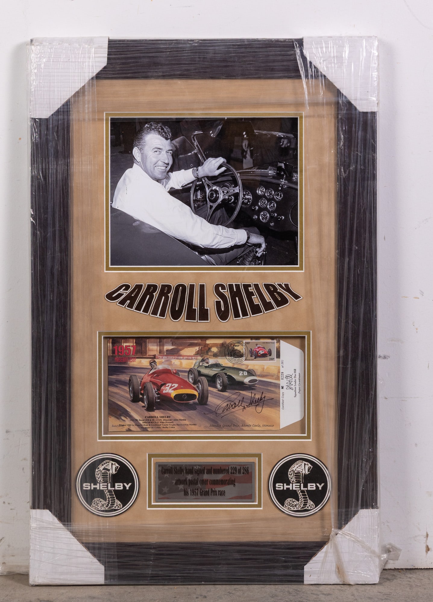 Carroll Shelby Autographed 1957 Grand Prix Commemorative Artwork (1 of 4)