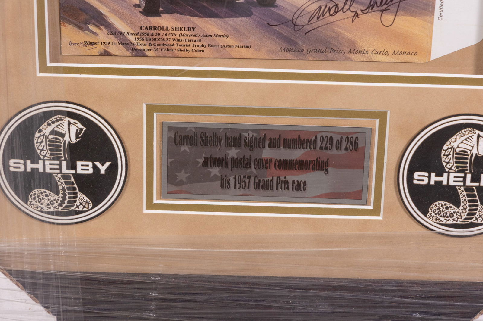 Carroll Shelby Autographed 1957 Grand Prix Commemorative Artwork - 4