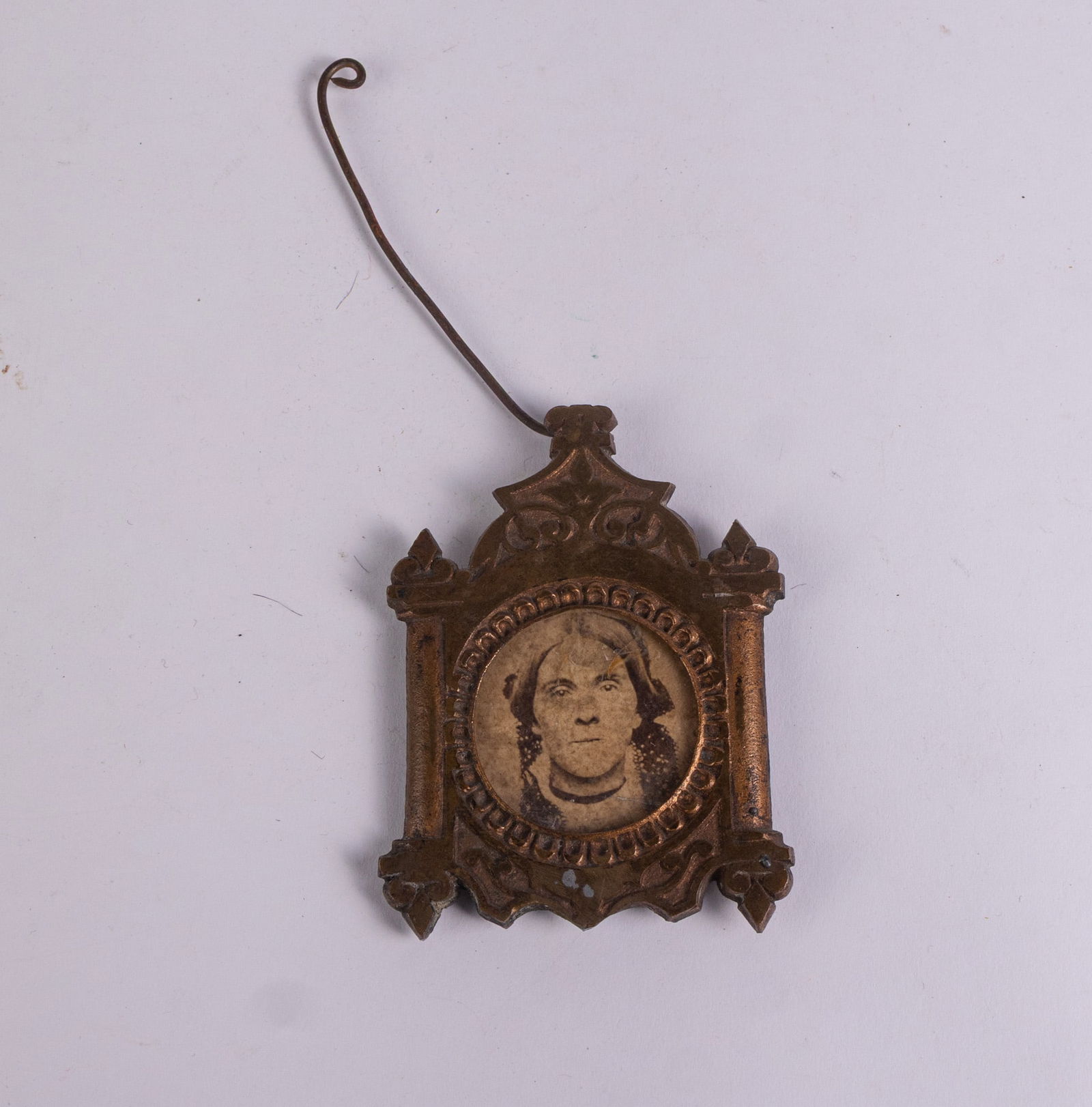 Antique Miniature Picture Frame w/ Portrait of Woman (1 of 5)