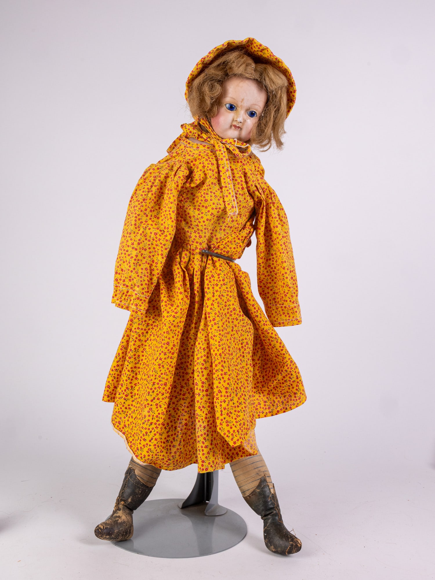 Antique Wax on Leather Constructed 19th Century Doll (1 of 8)