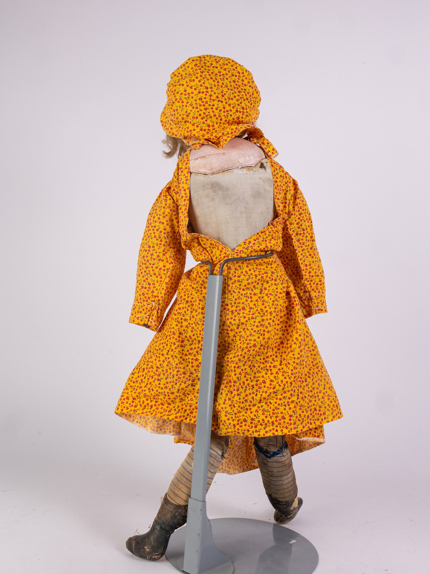 Antique Wax on Leather Constructed 19th Century Doll - 7