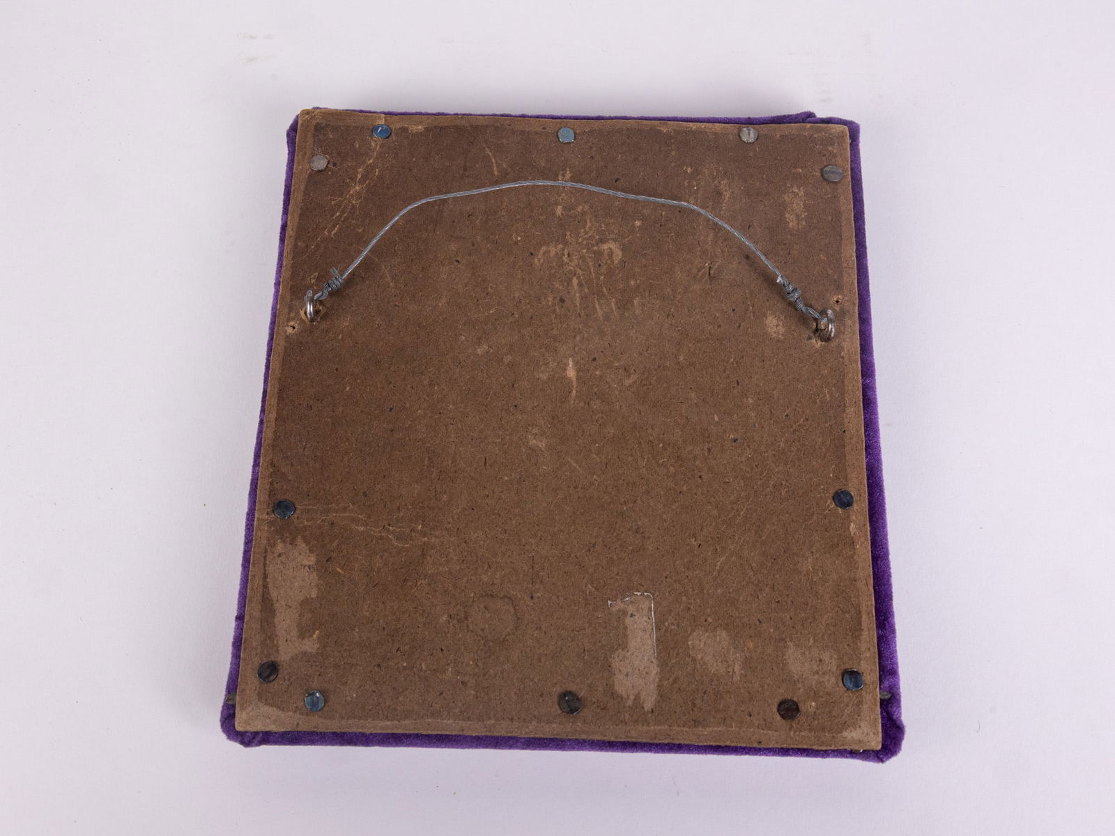 Velvet Framed Mater Dolorosa "Our Lady of Sorrows" Porcelain Portrait of Mary - 4