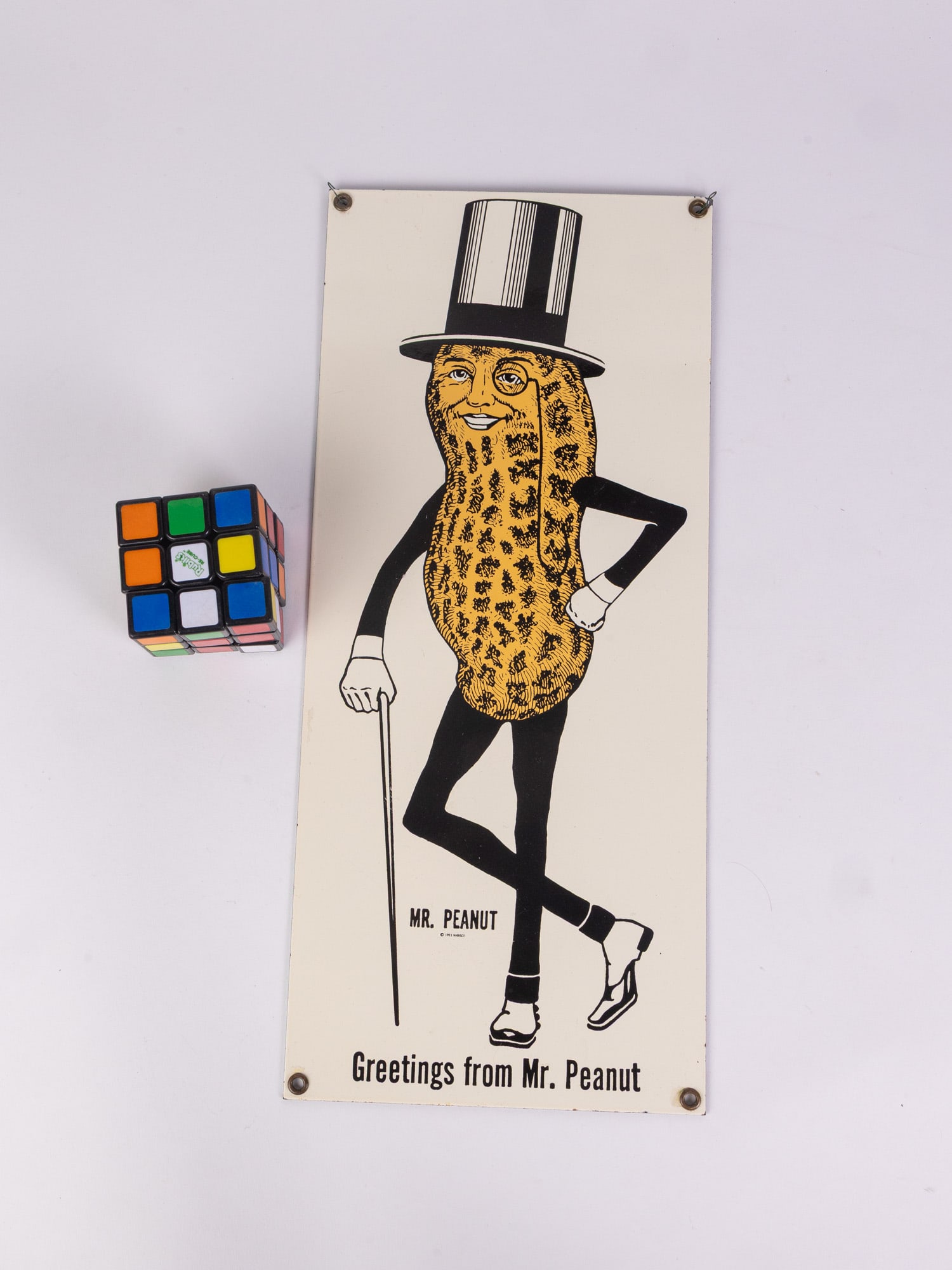 Mr. Peanut "Greetings from Mr. Peanut" Vintage 1993 Porcelain Sign - 2