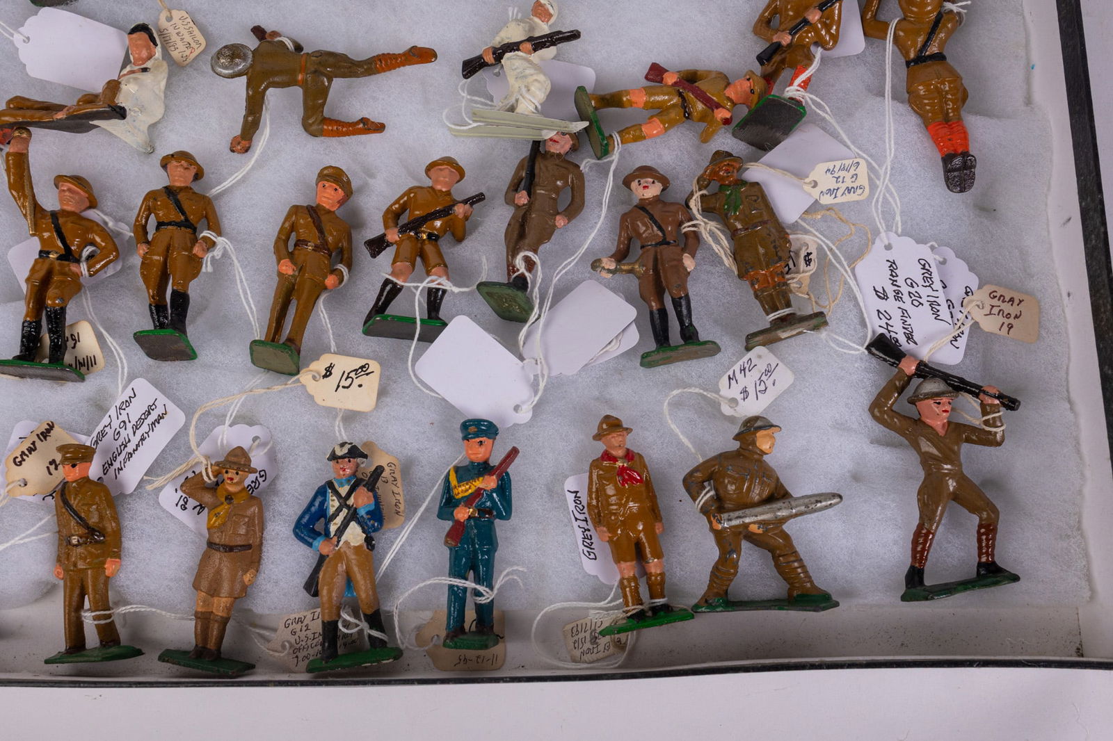 Large Grouping of Vintage & Antique Lead Figures in Display Case - 6