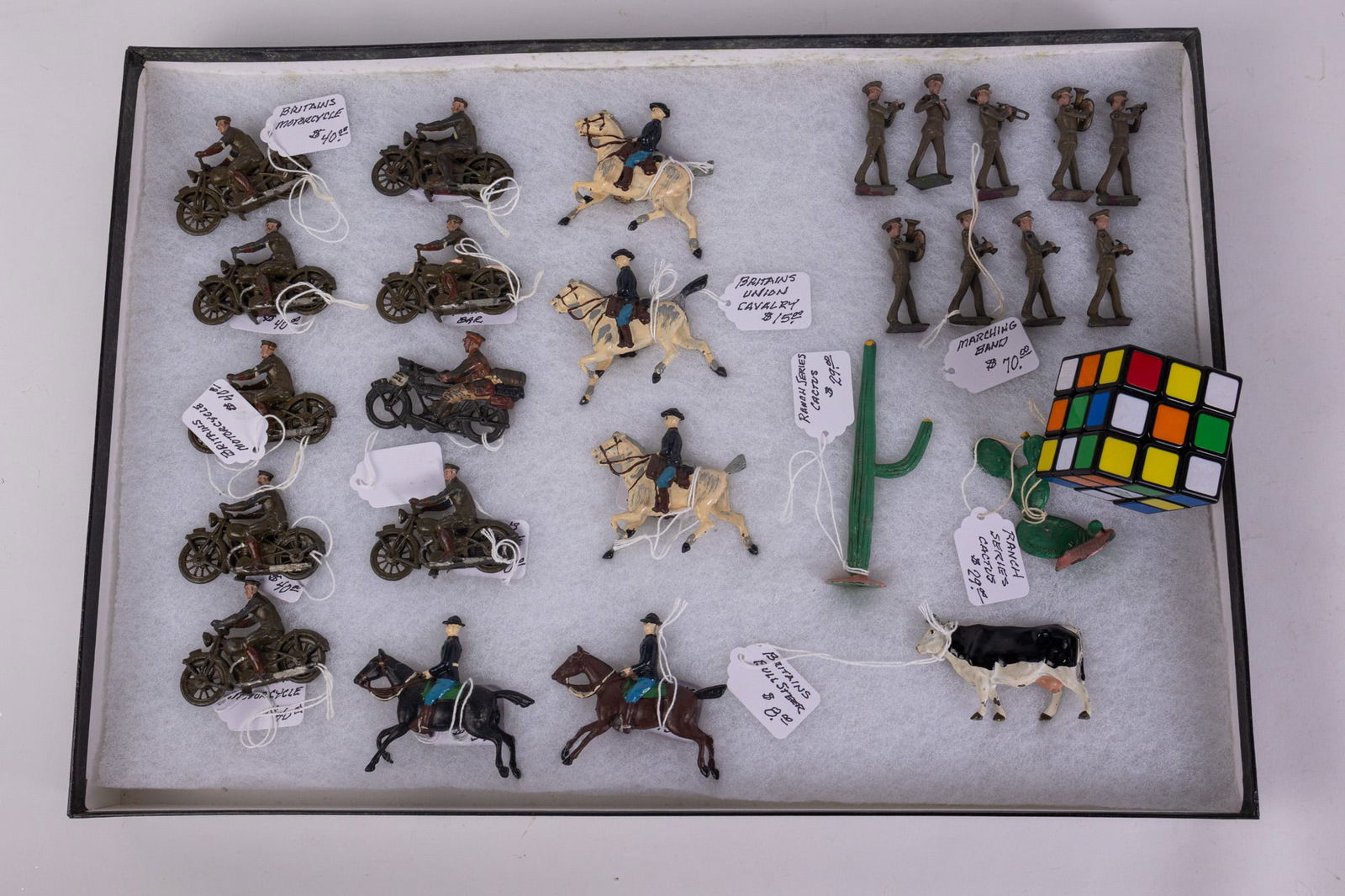 Large Grouping of Vintage & Antique Lead Figures in Display Case - 2