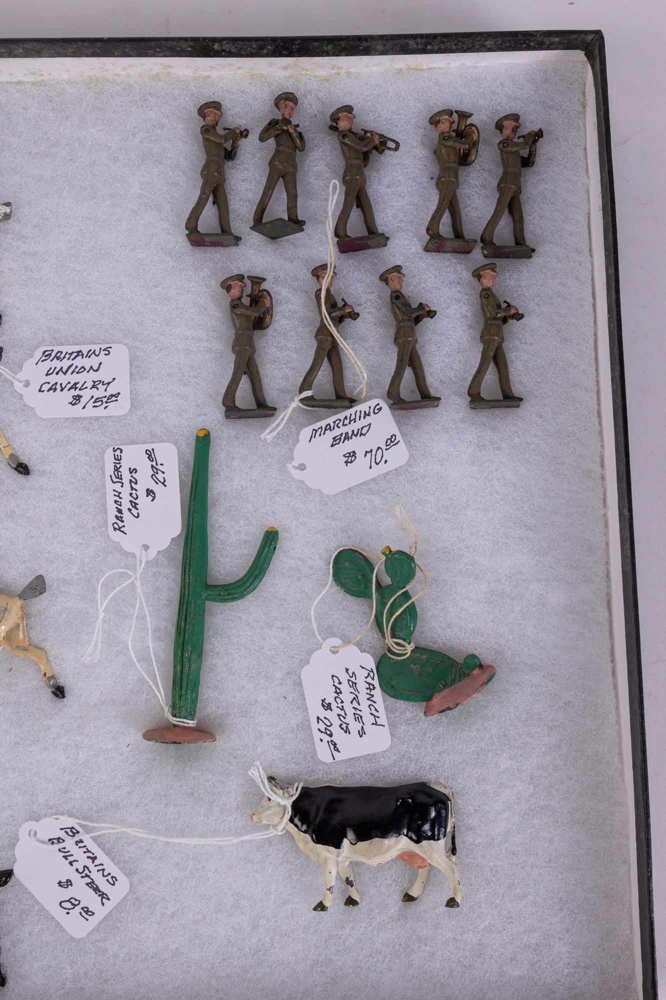 Large Grouping of Vintage & Antique Lead Figures in Display Case - 4