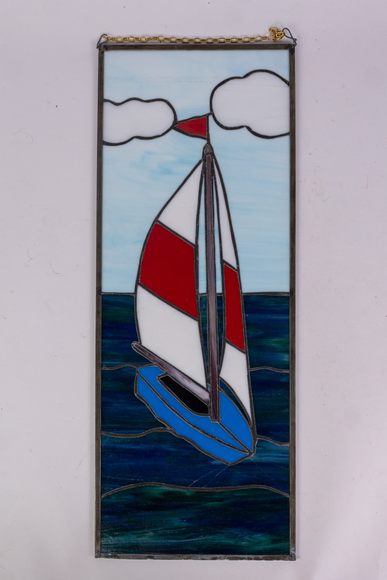 Stained Glass Sailboat Leaded Hanging Panel (1 of 6)