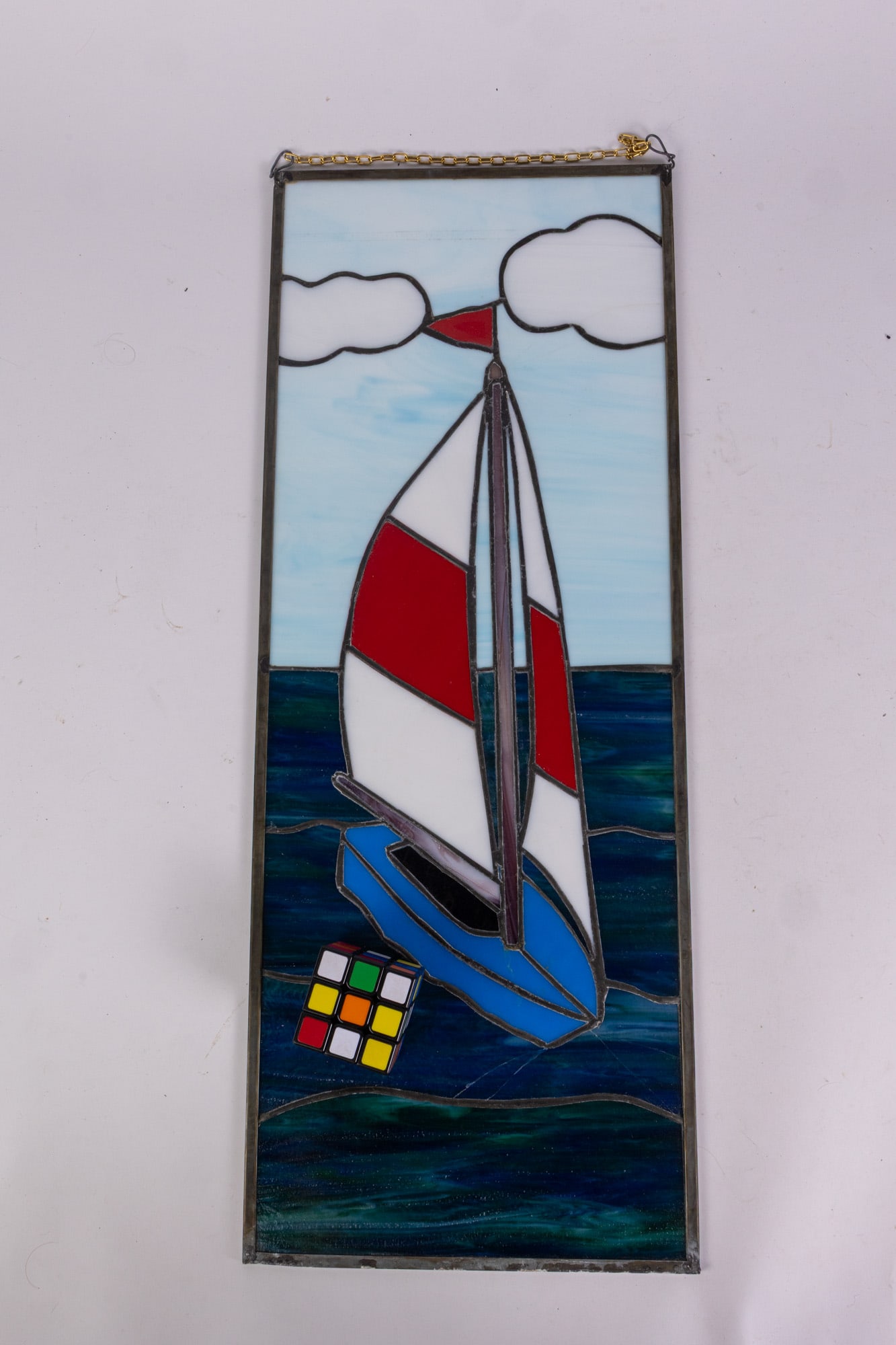 Stained Glass Sailboat Leaded Hanging Panel - 2