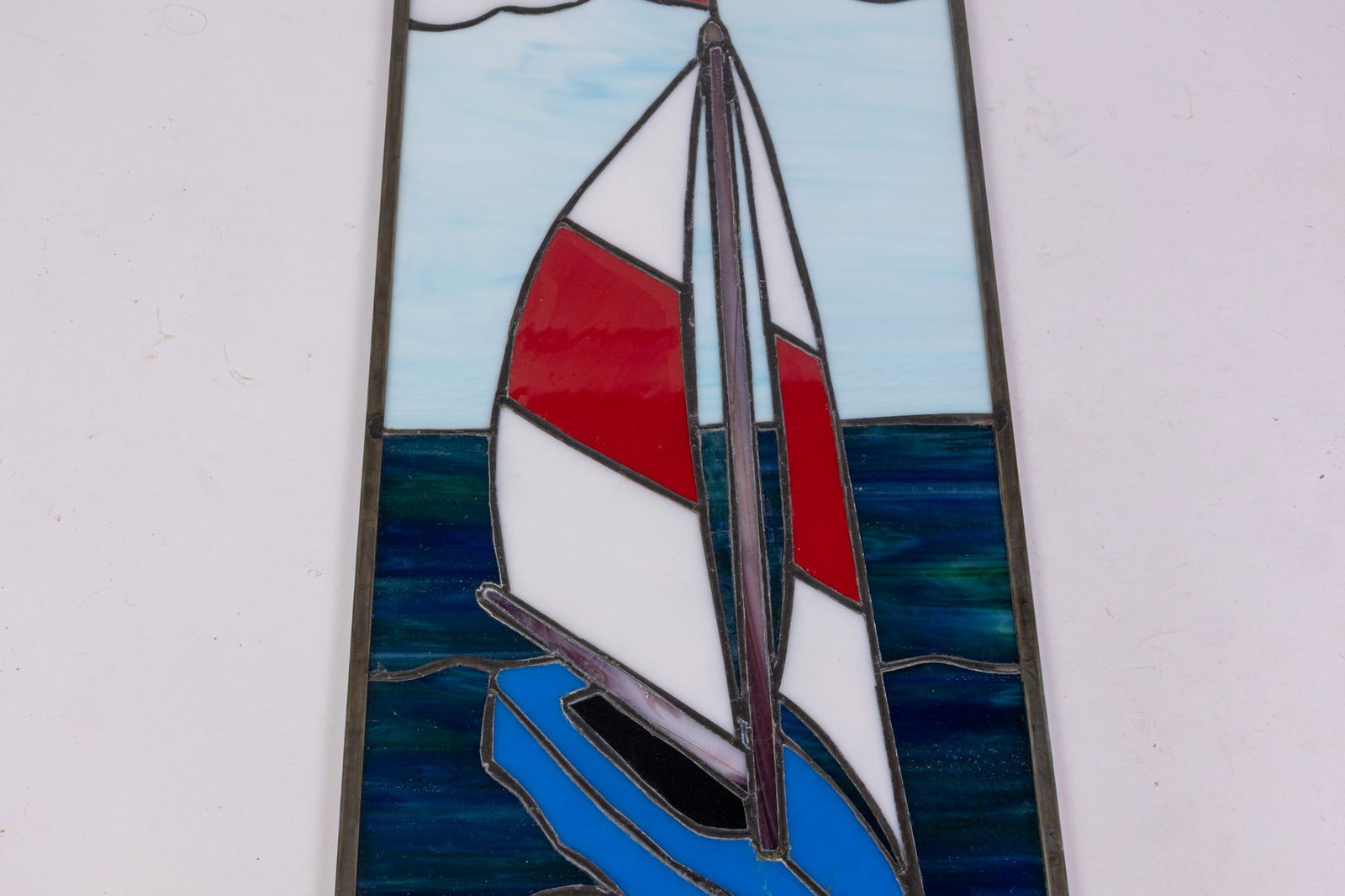 Stained Glass Sailboat Leaded Hanging Panel - 4