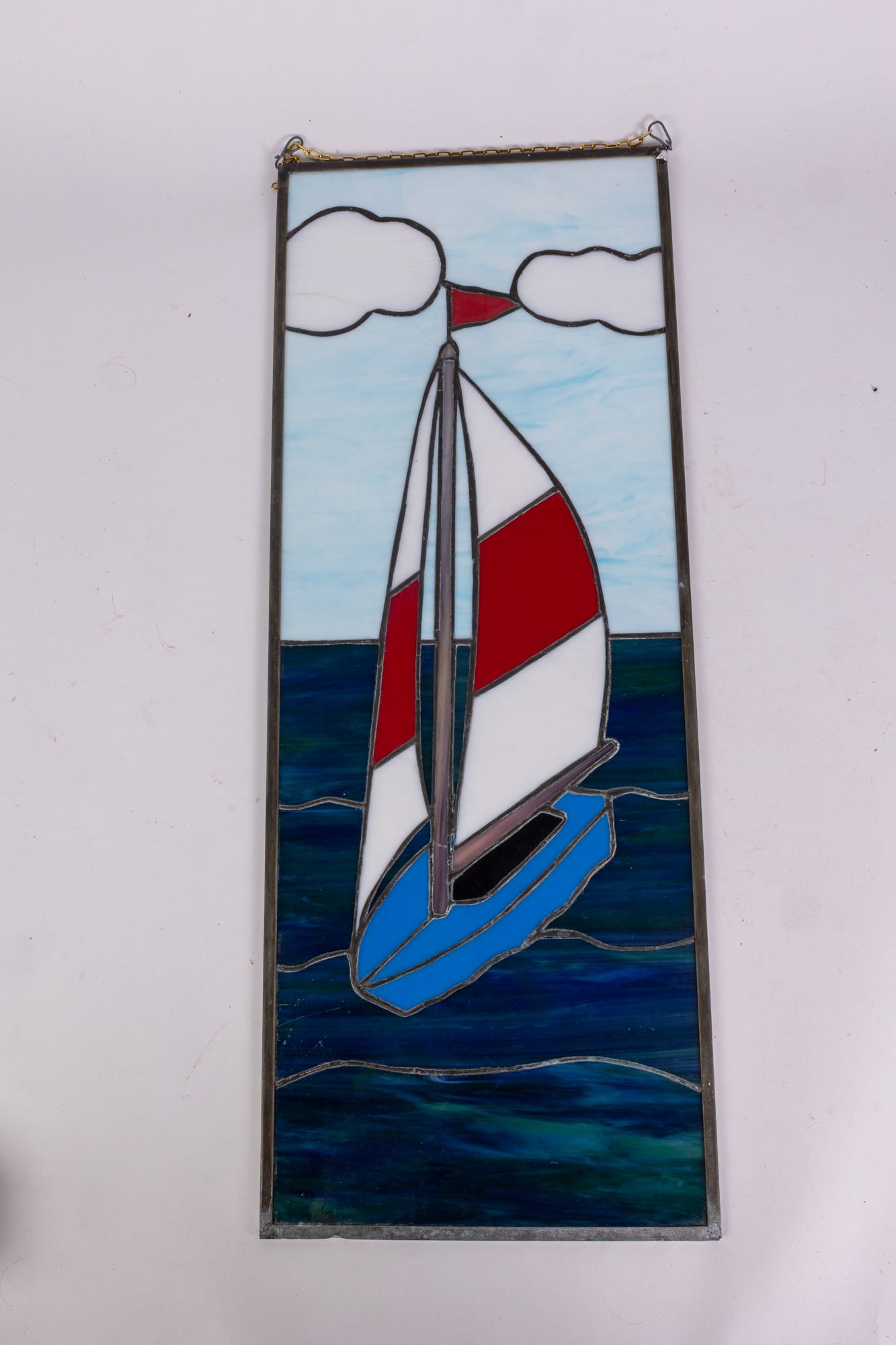 Stained Glass Sailboat Leaded Hanging Panel - 6
