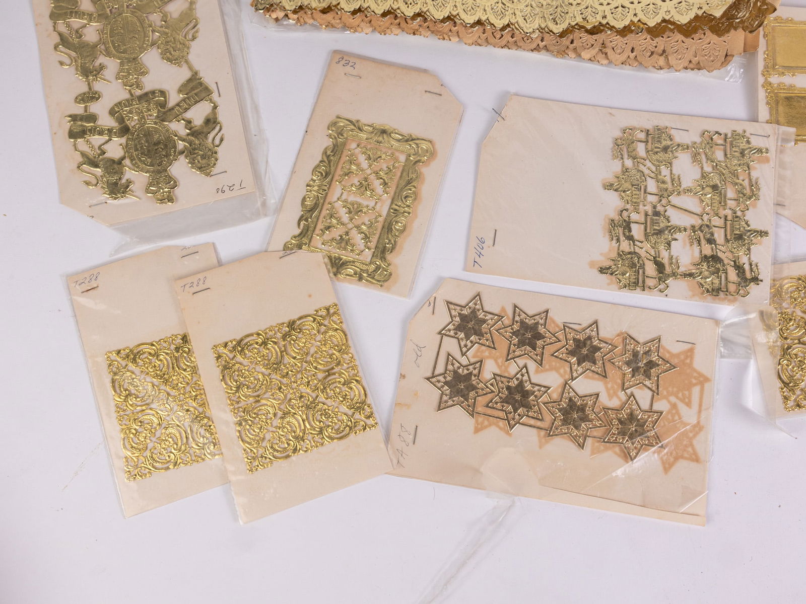 Vintage Gold Toned Die Cut Christmas Decorations - 10