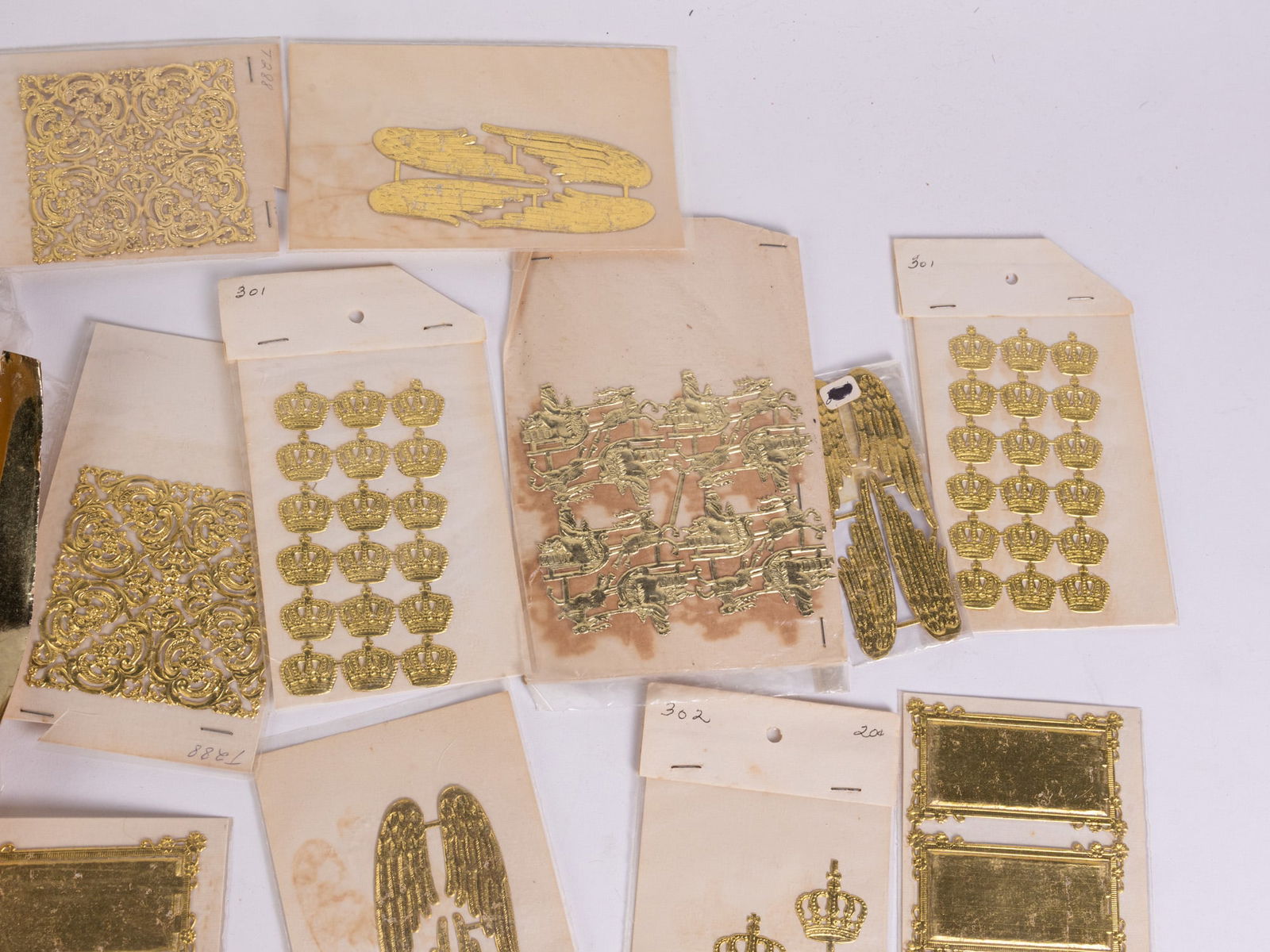 Vintage Gold Toned Die Cut Christmas Decorations - 7