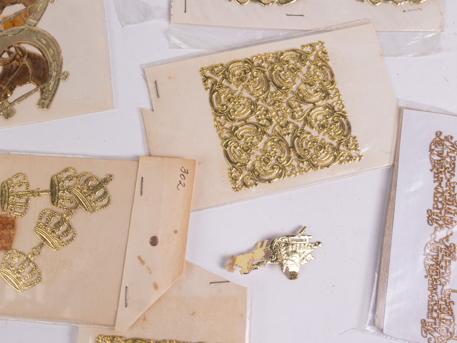 Vintage Gold Toned Die Cut Christmas Decorations - 11