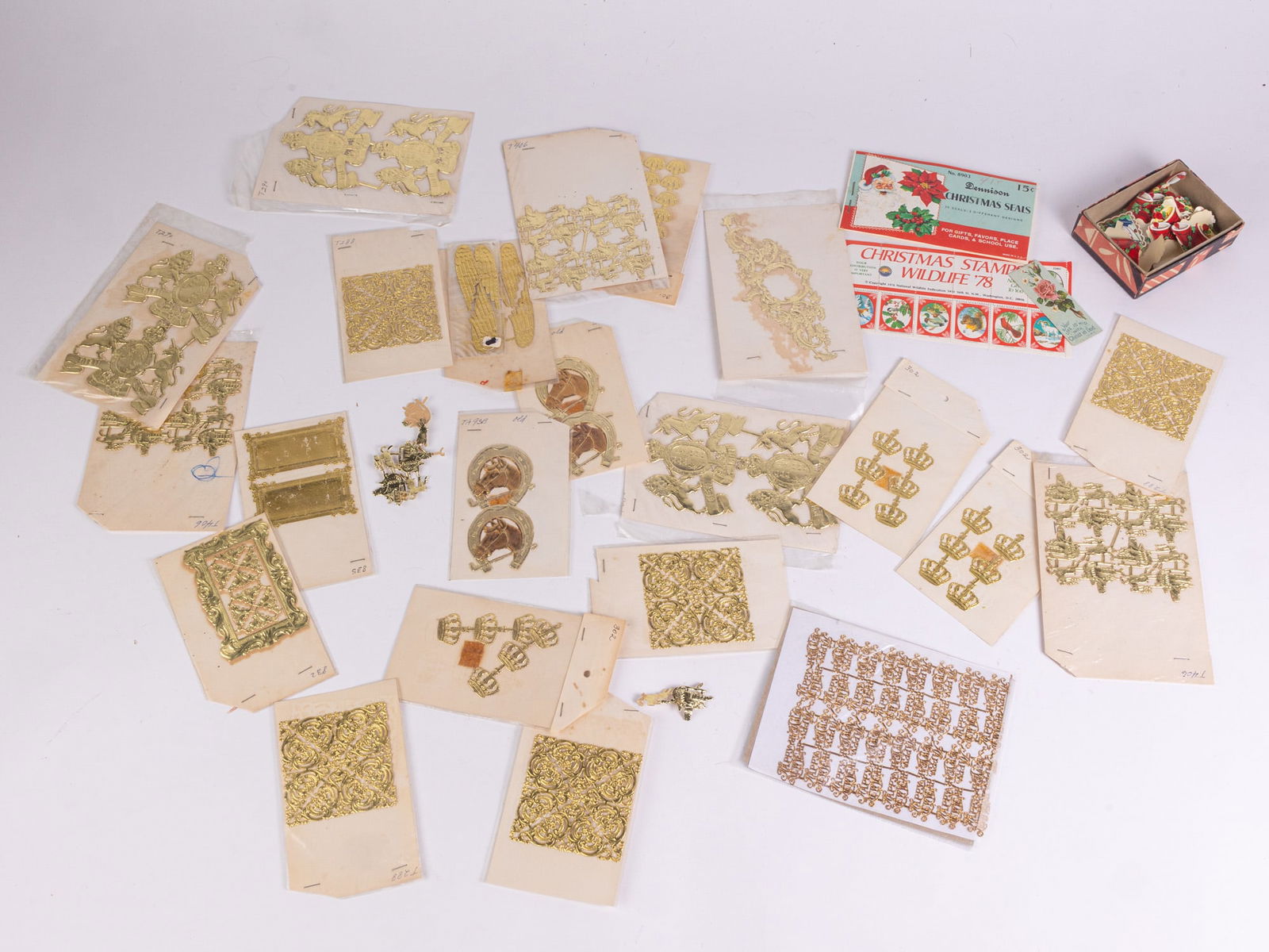 Vintage Gold Toned Die Cut Christmas Decorations (1 of 11)