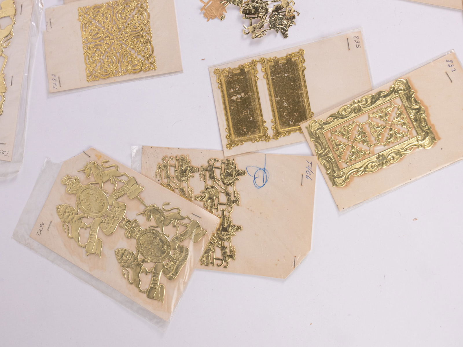 Vintage Gold Toned Die Cut Christmas Decorations - 3