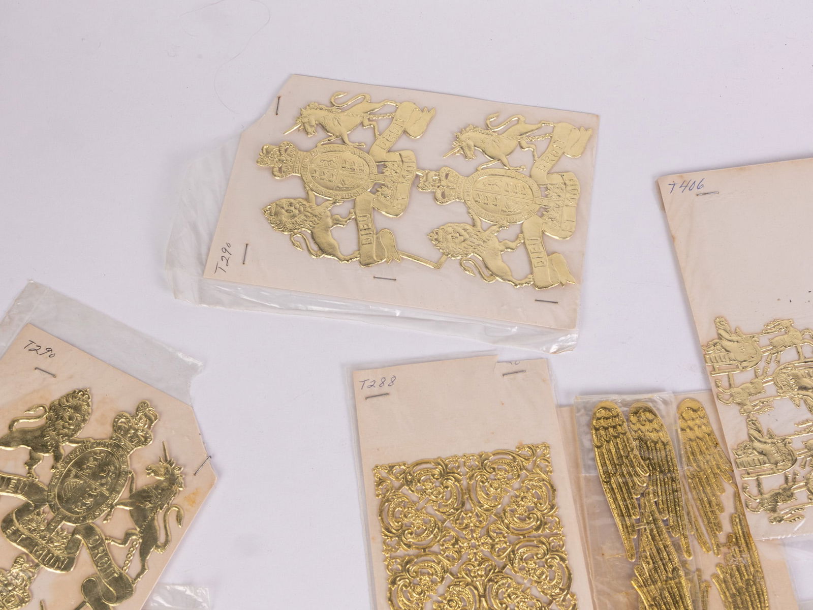 Vintage Gold Toned Die Cut Christmas Decorations - 4