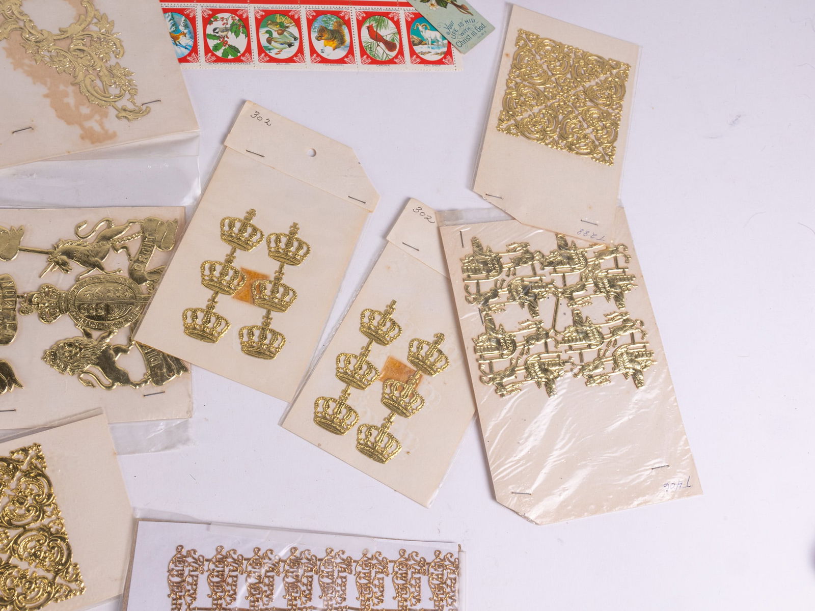 Vintage Gold Toned Die Cut Christmas Decorations - 7
