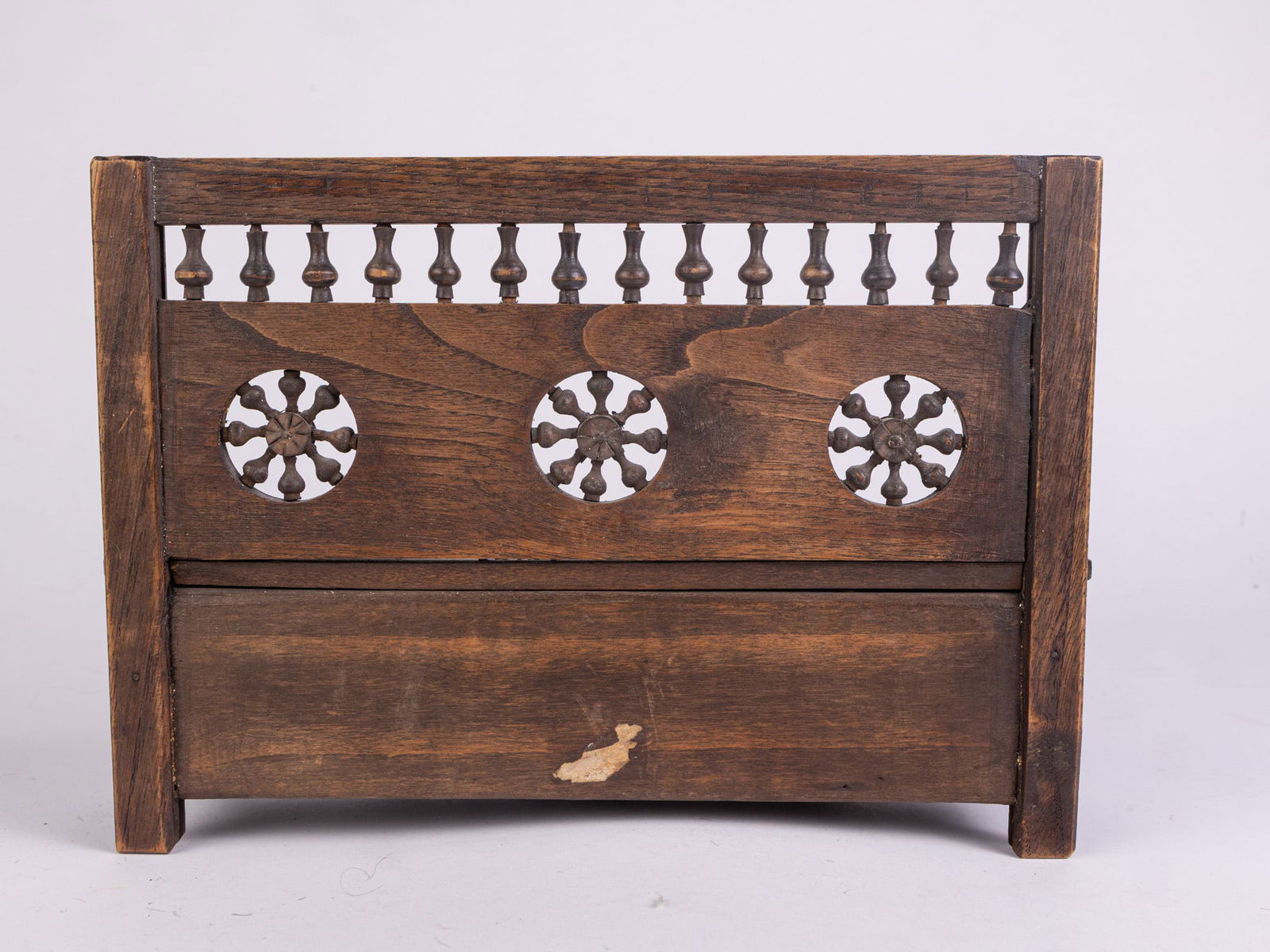 Intricately Carved Vintage Wooden Doll Sized Bench - 4