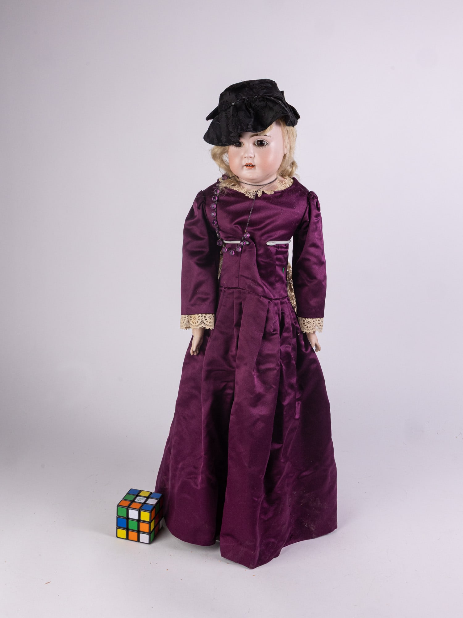 Antique German Bisque Porcelain Doll w/ Sterling Jewelry - 2