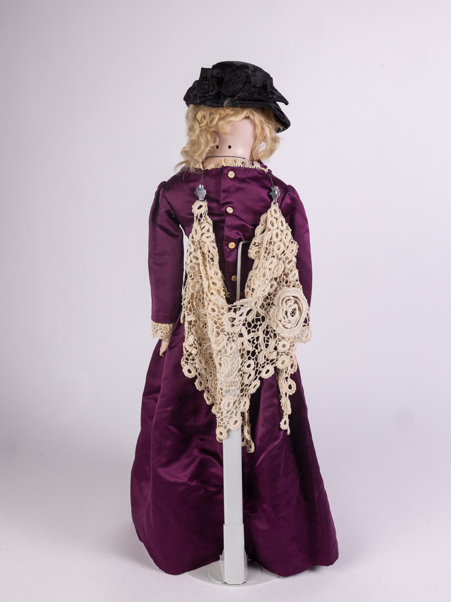 Antique German Bisque Porcelain Doll w/ Sterling Jewelry - 6