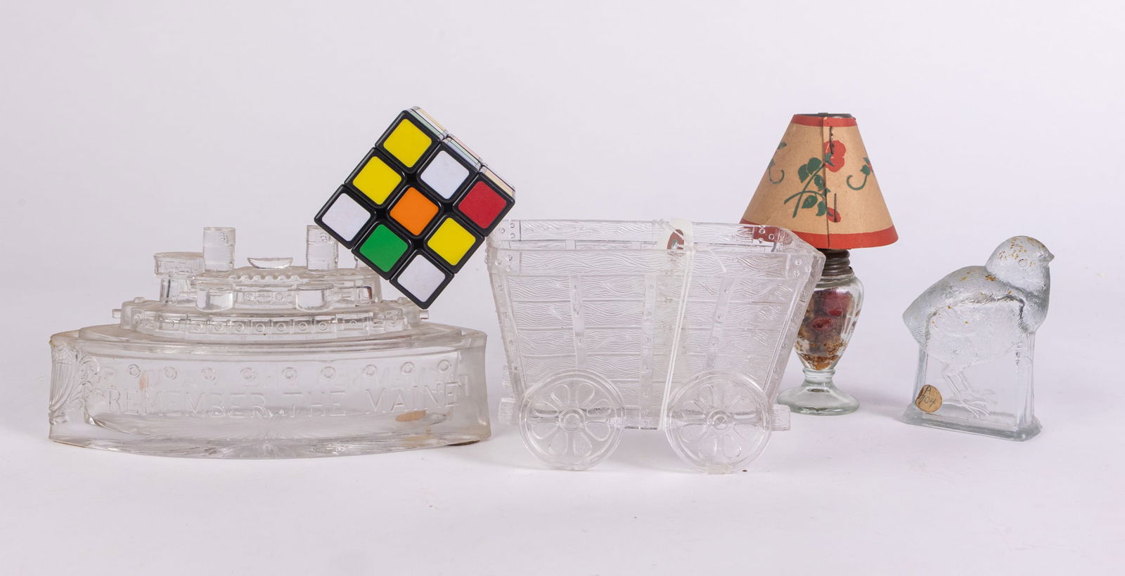 Antique Glass Candy Container Grouping ft. "Remember The Maine" - 2