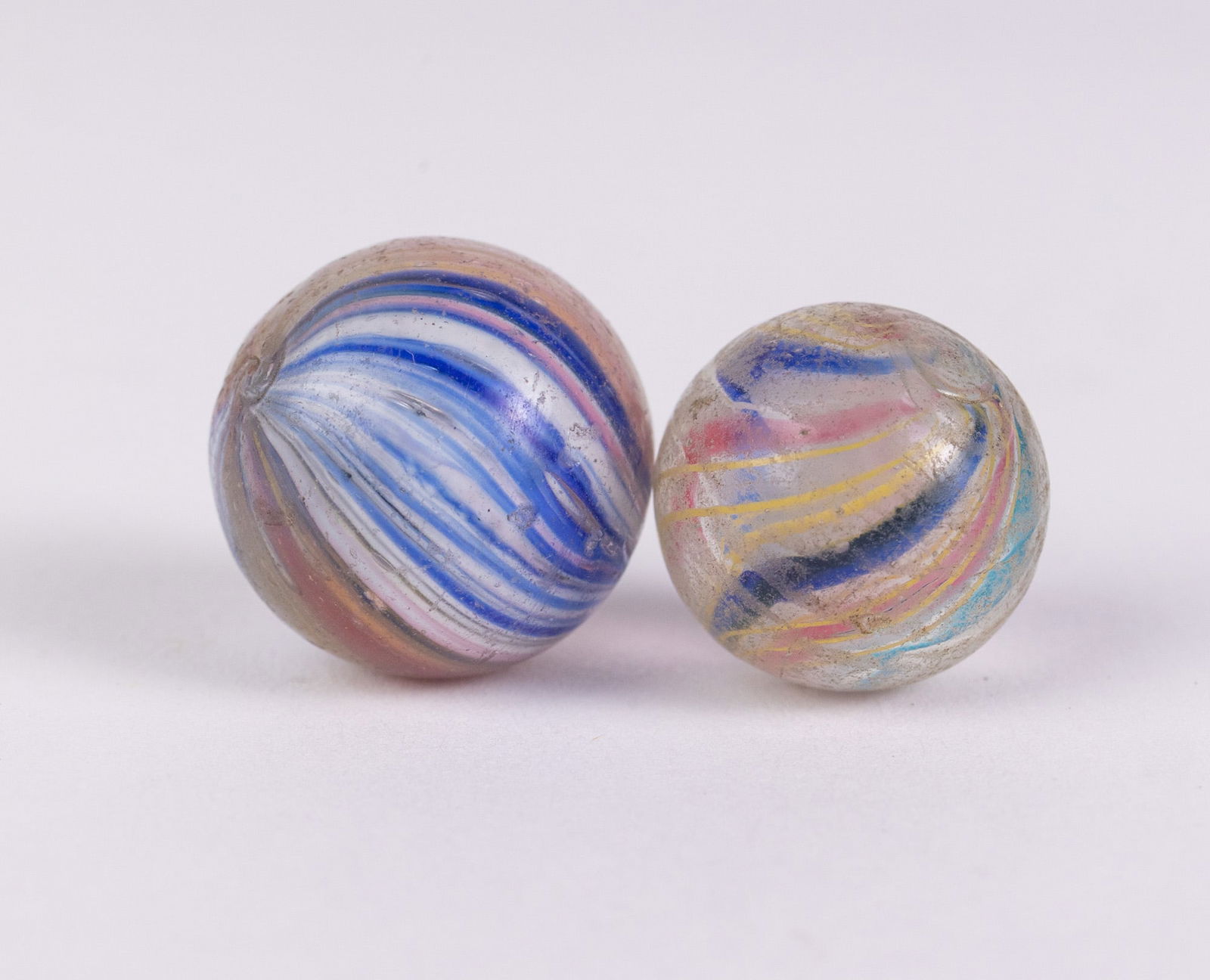 Two Antique Onion Skin 19th Century Handmade Glass Marbles (1 of 6)