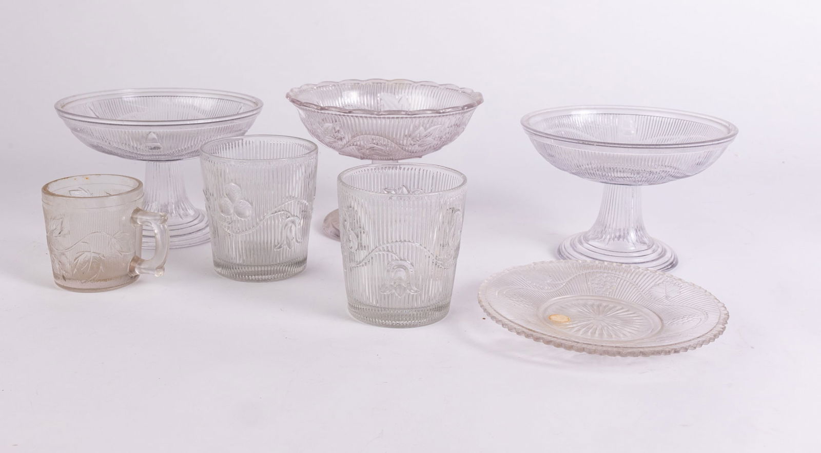 Antique American Fine Ribbed Glass ft. Bellflower (1 of 4)