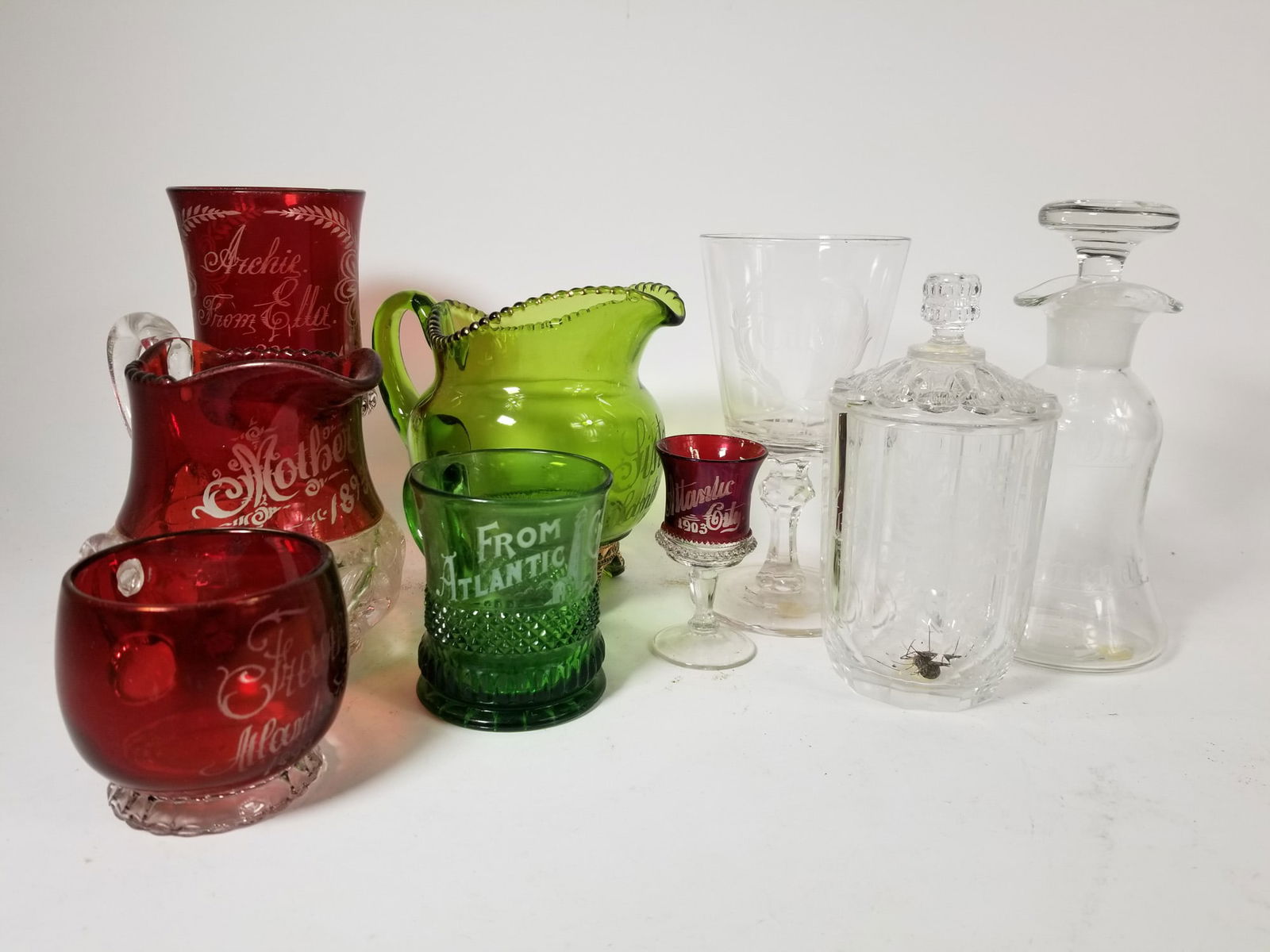 Assortment of Antique Mostly 19th c. Etched Glass (1 of 3)