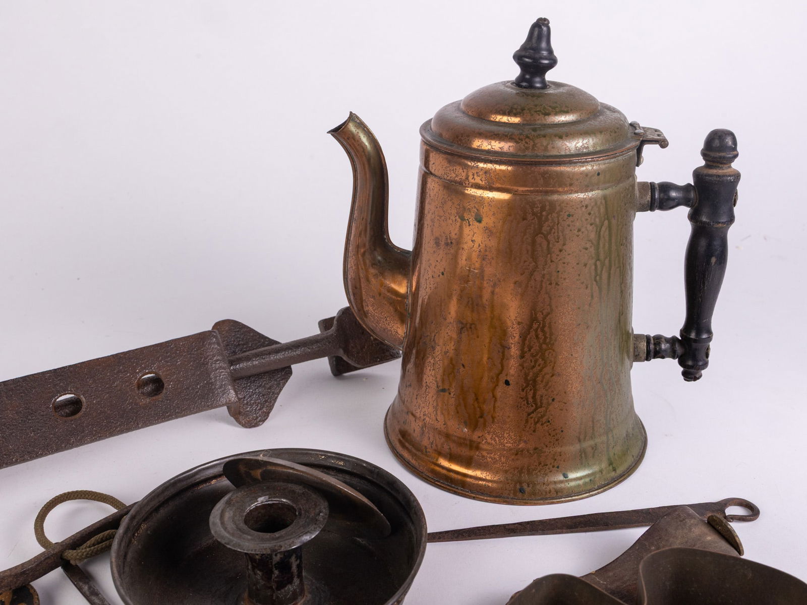 Antique & Early Articles Assortment ft. Corn Shuckers & Oil Lamp Chimney Cleaner - 6